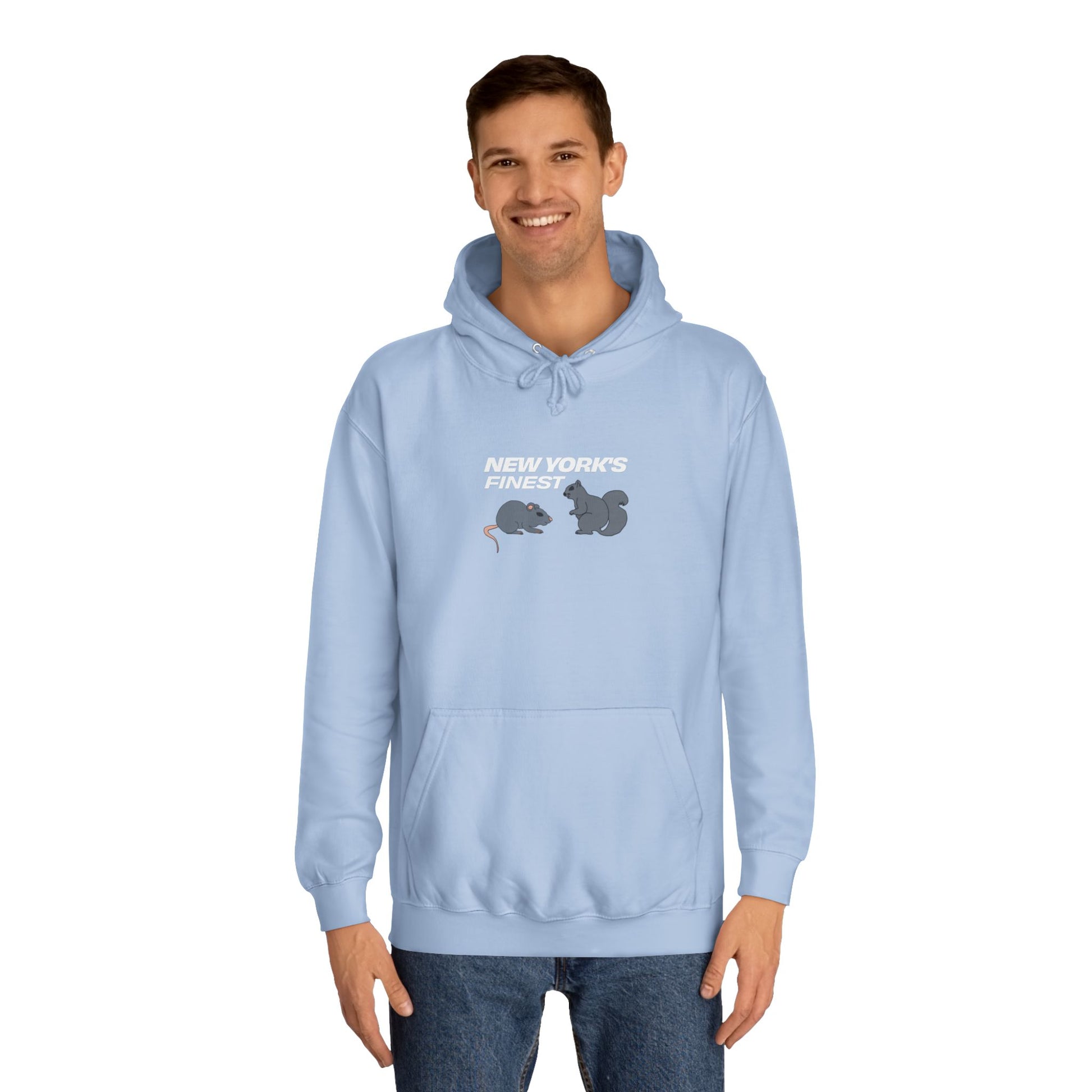 light blue new york hoodie back view streetwear hoodie plain rear