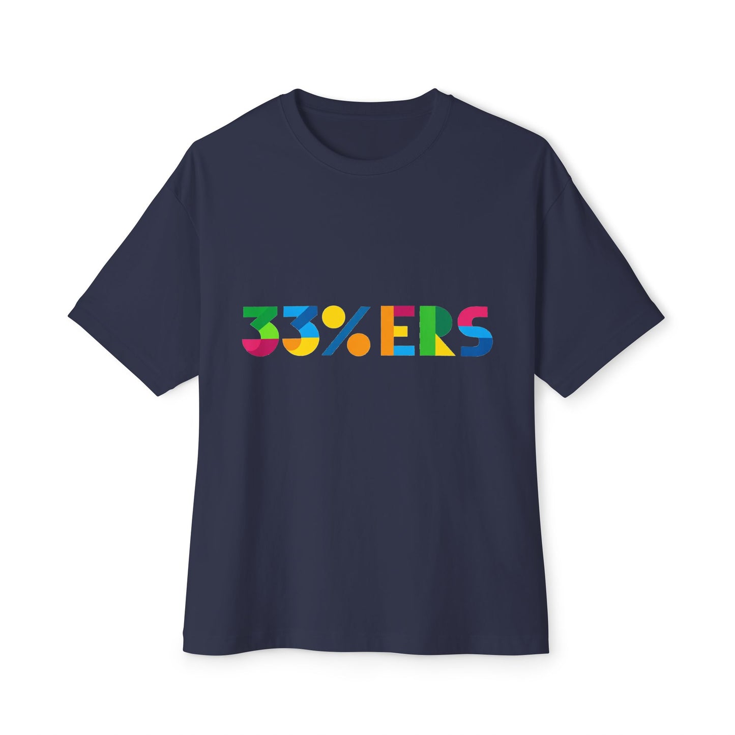 33%ers navy blue t-shirt unisex relaxed fit colorful graphic tee