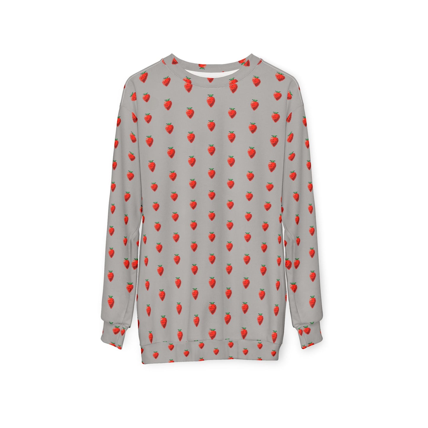 Flat lay of 8-bit Strawberry Sweatshirt with all-over strawberry design