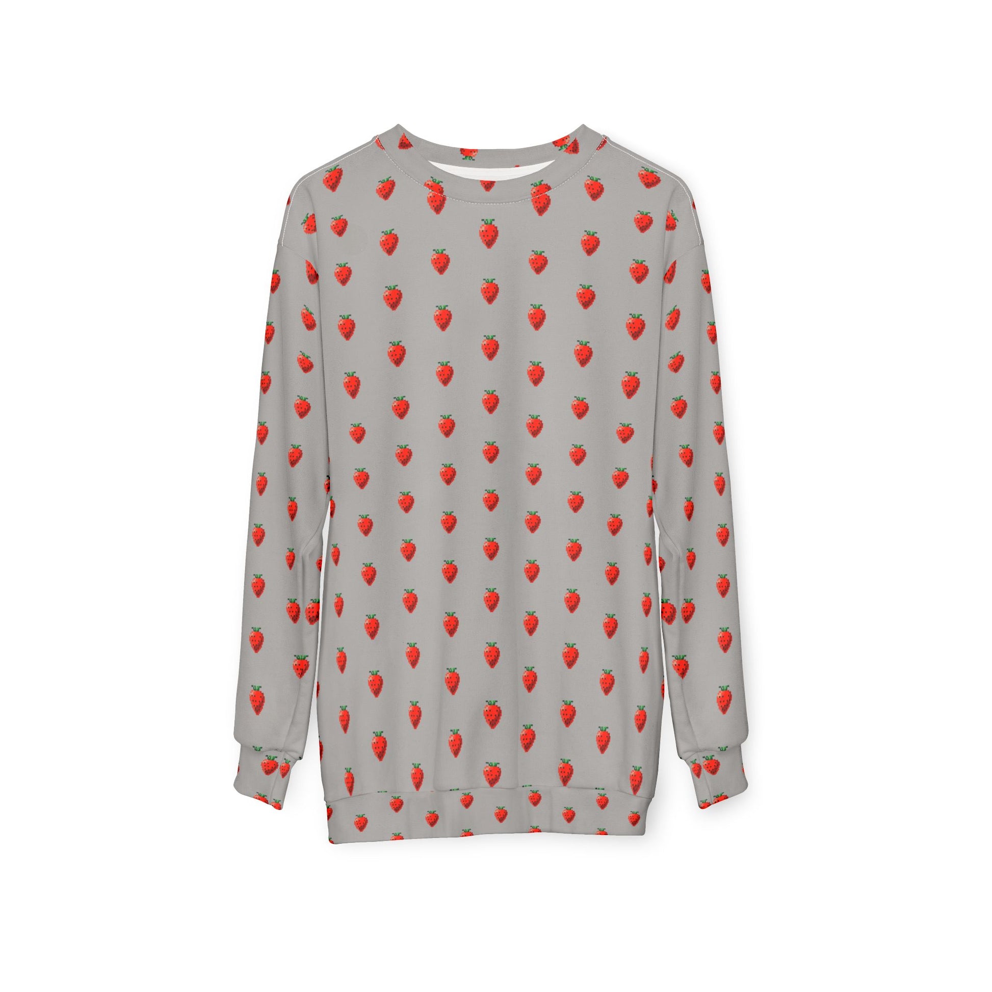 Flat lay of 8-bit Strawberry Sweatshirt with all-over strawberry design
