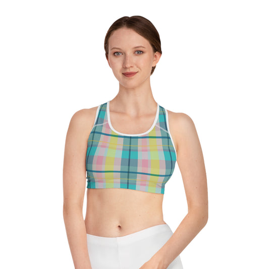 Sports Bra - Pastel Plaid Pattern