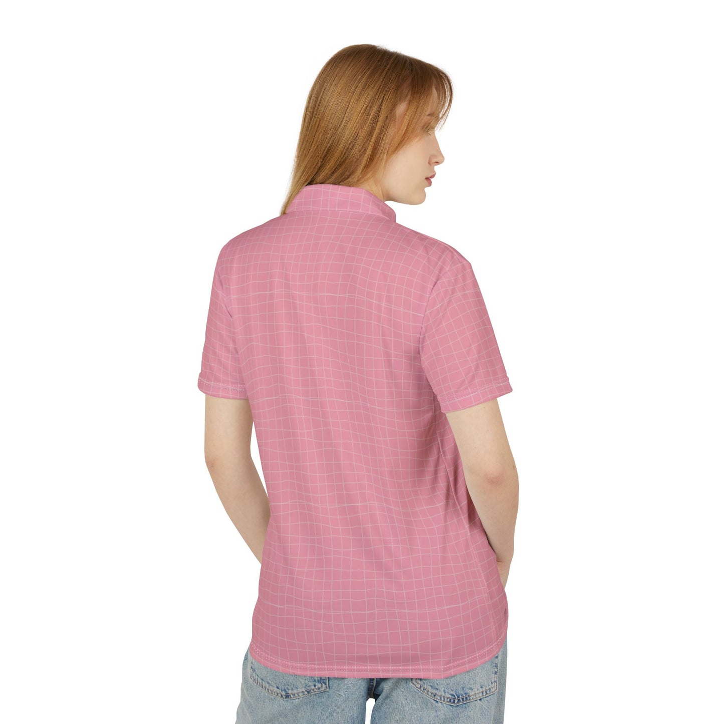 Pink Grid Polo Shirt