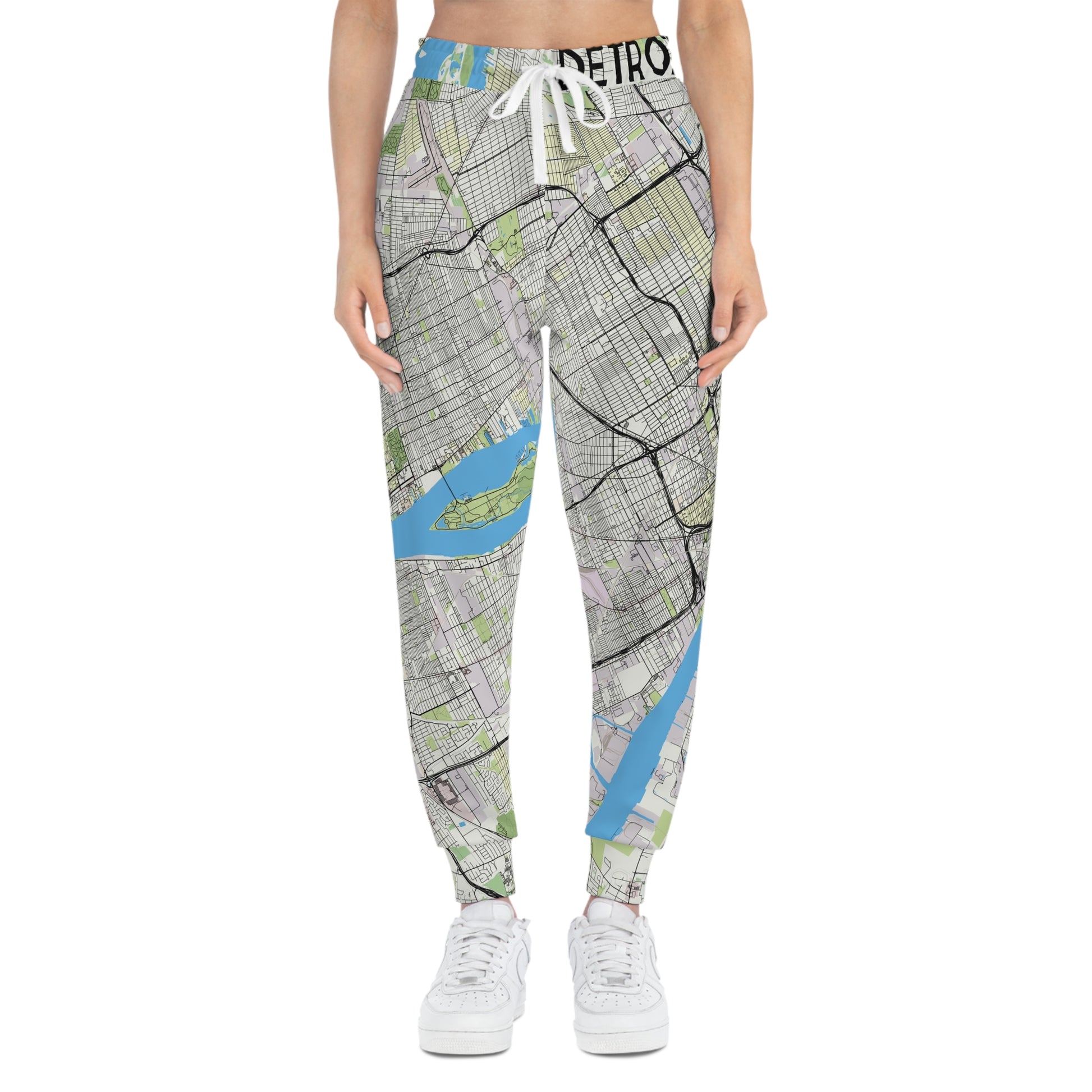 Woman wearing Detroit Joggers front view with hands in pockets
