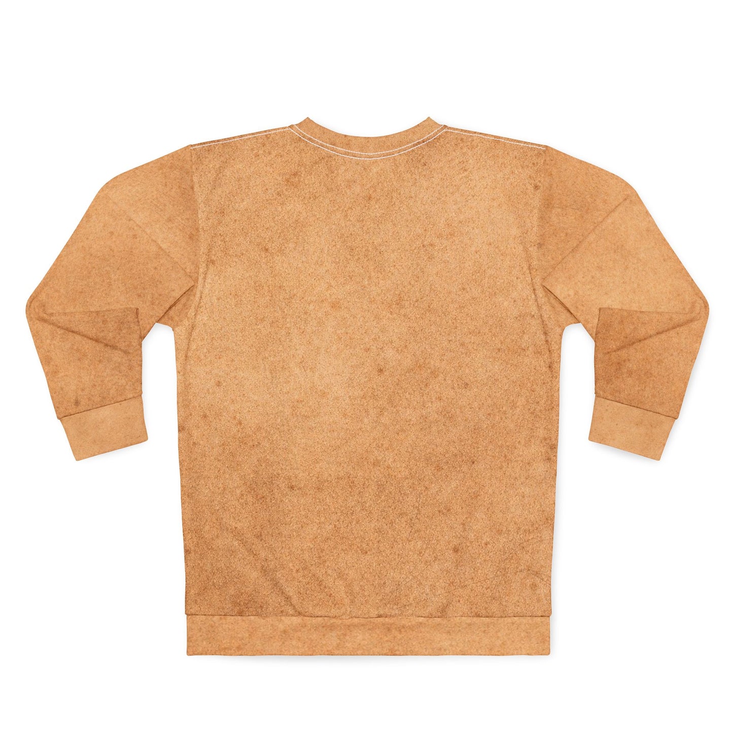 Back view of unisex sweatshirt showing plain sepia fabric with no artwork