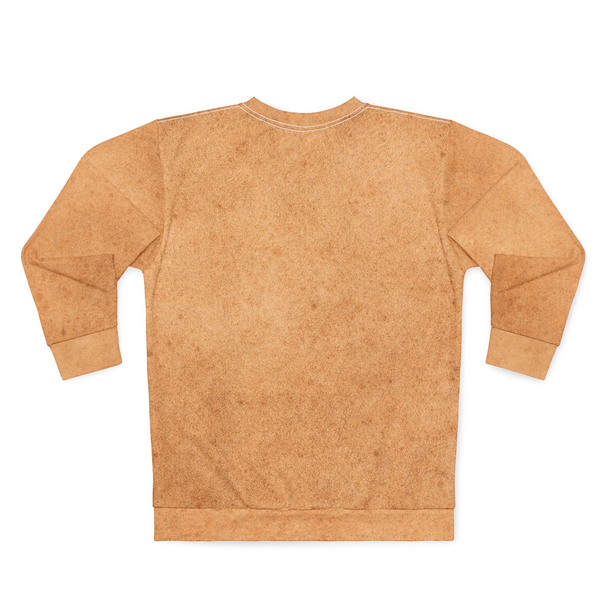 Back view of unisex sweatshirt showing plain sepia fabric with no artwork