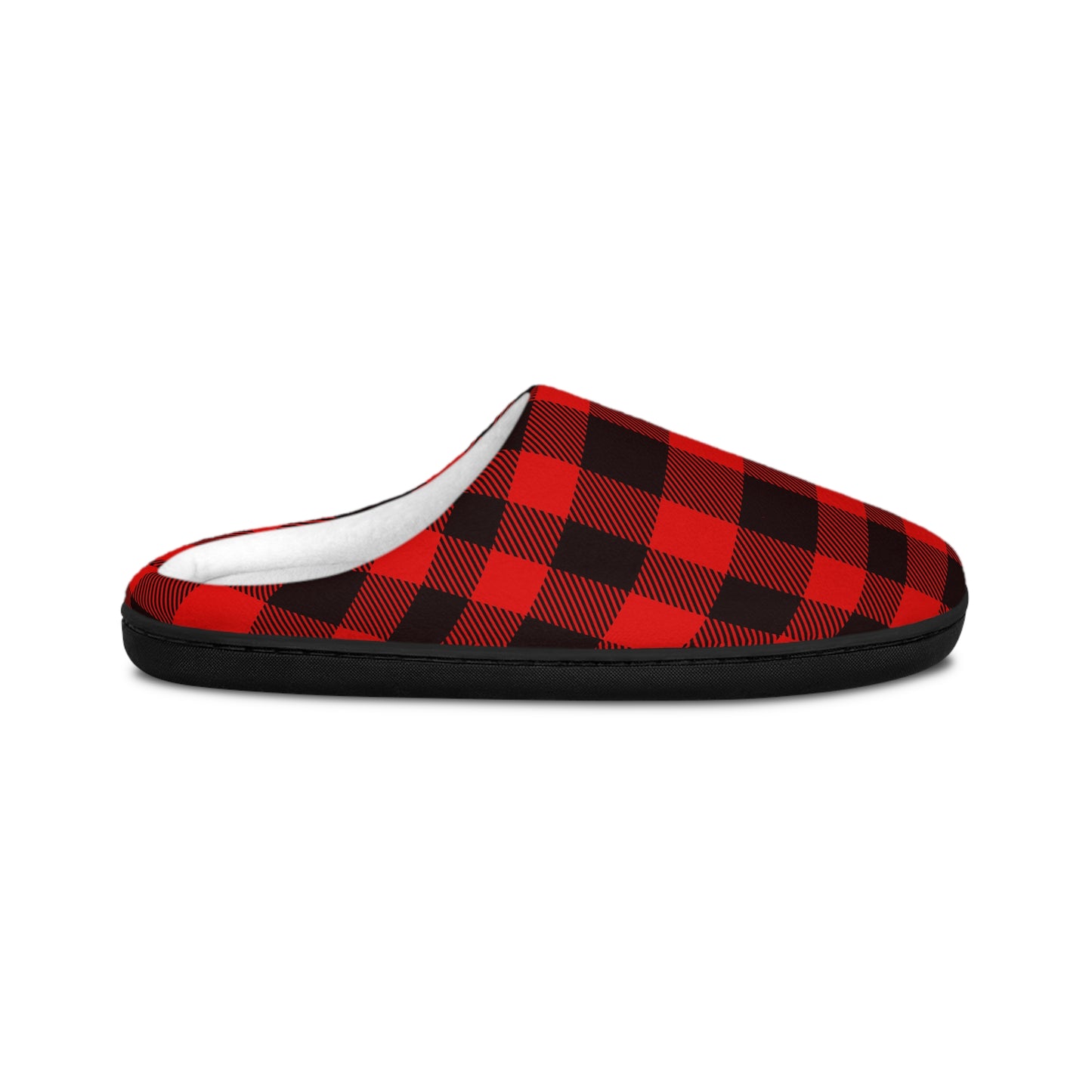 Red and Black Plaid Men's Slippers