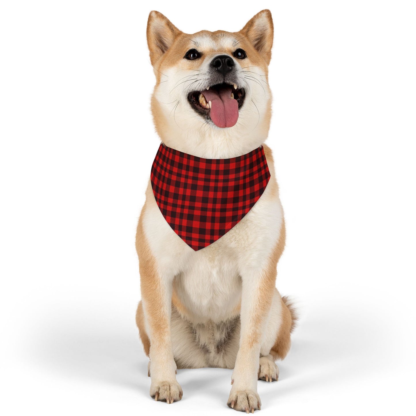 Red & Black Plaid Pattern - Pet Bandana Collar