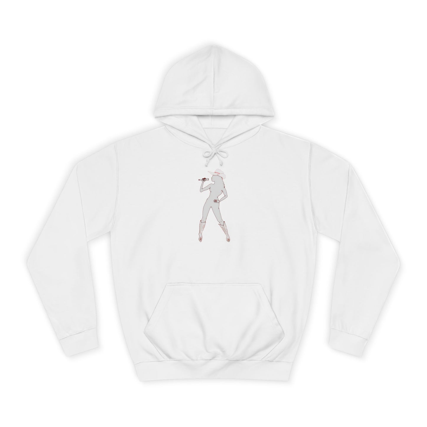 White Bey Country Hoodie flat back view hood up.