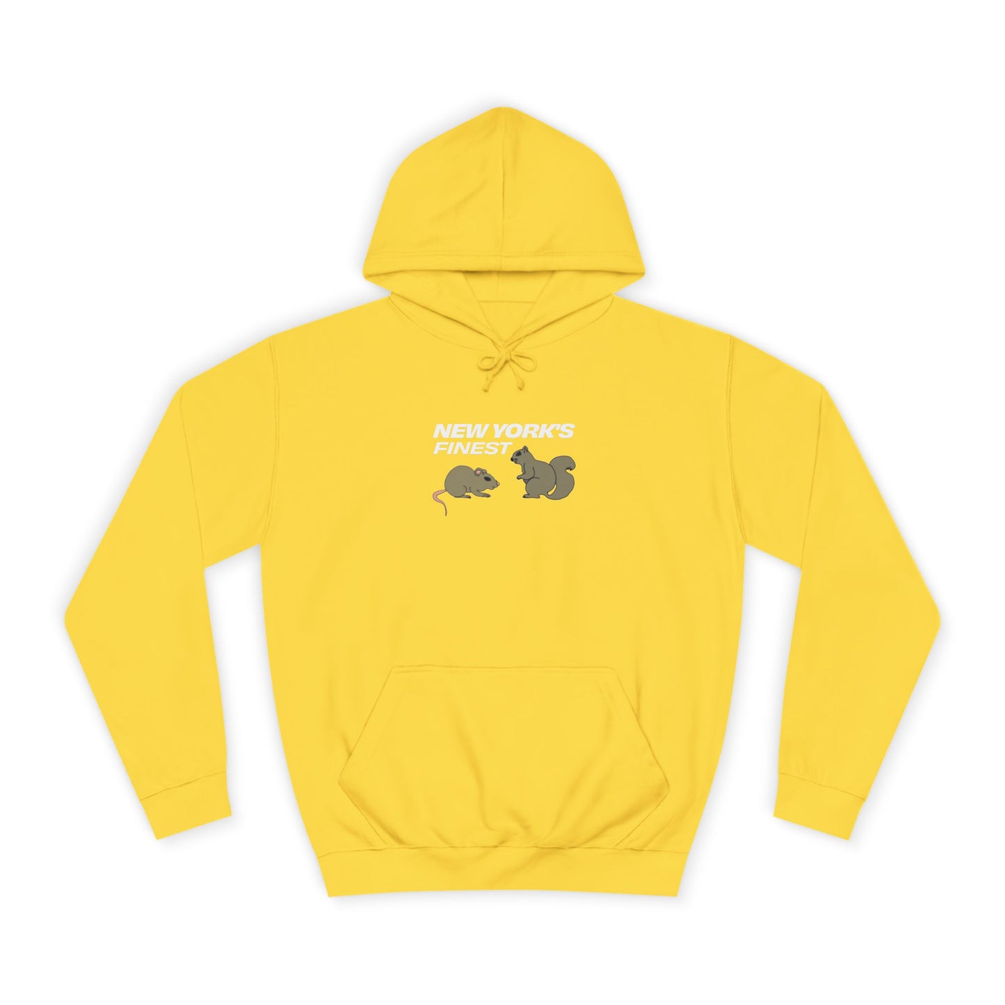 yellow new york hoodie new york’s finest graphic hoodie front view
