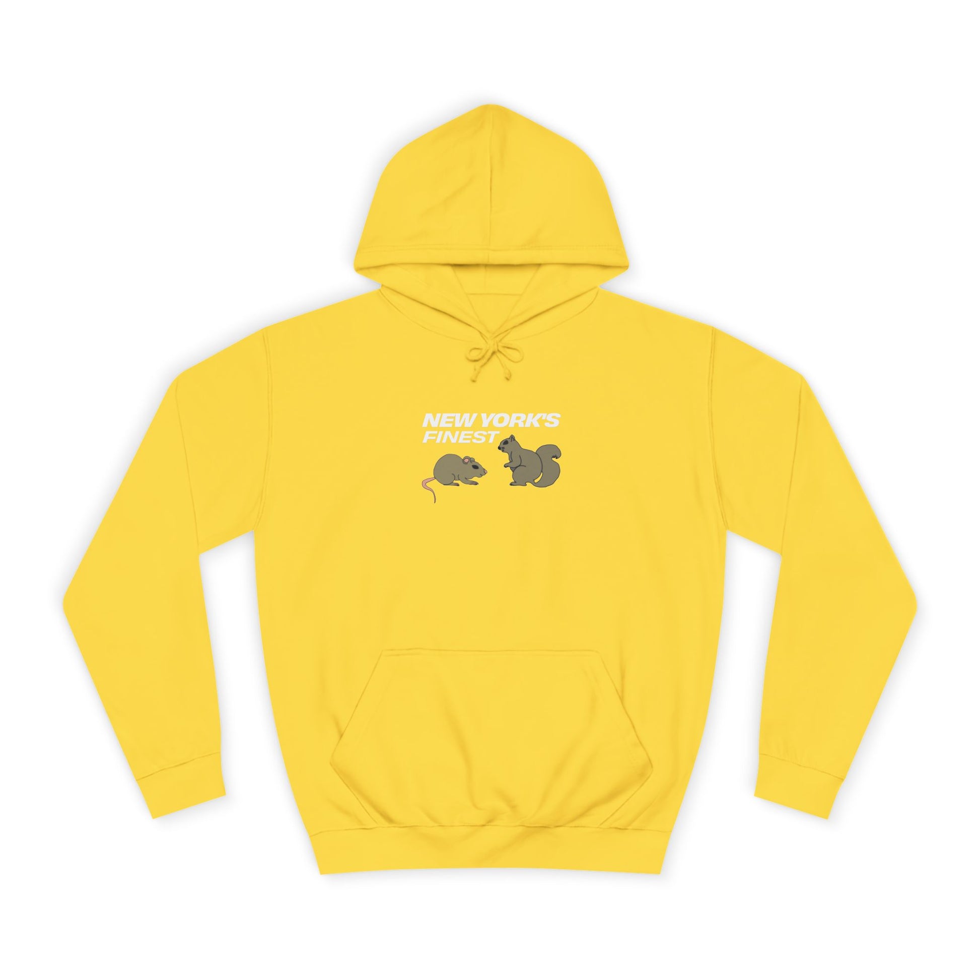 yellow new york hoodie new york’s finest graphic hoodie front view
