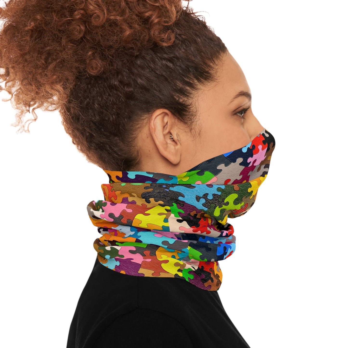 Tube Scarf - Multicolored Puzzle Design