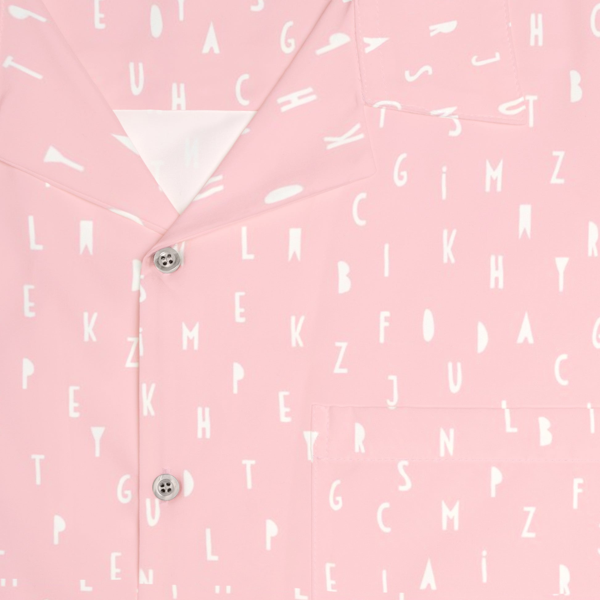 pink typography shirt men abstract alphabet pattern close up