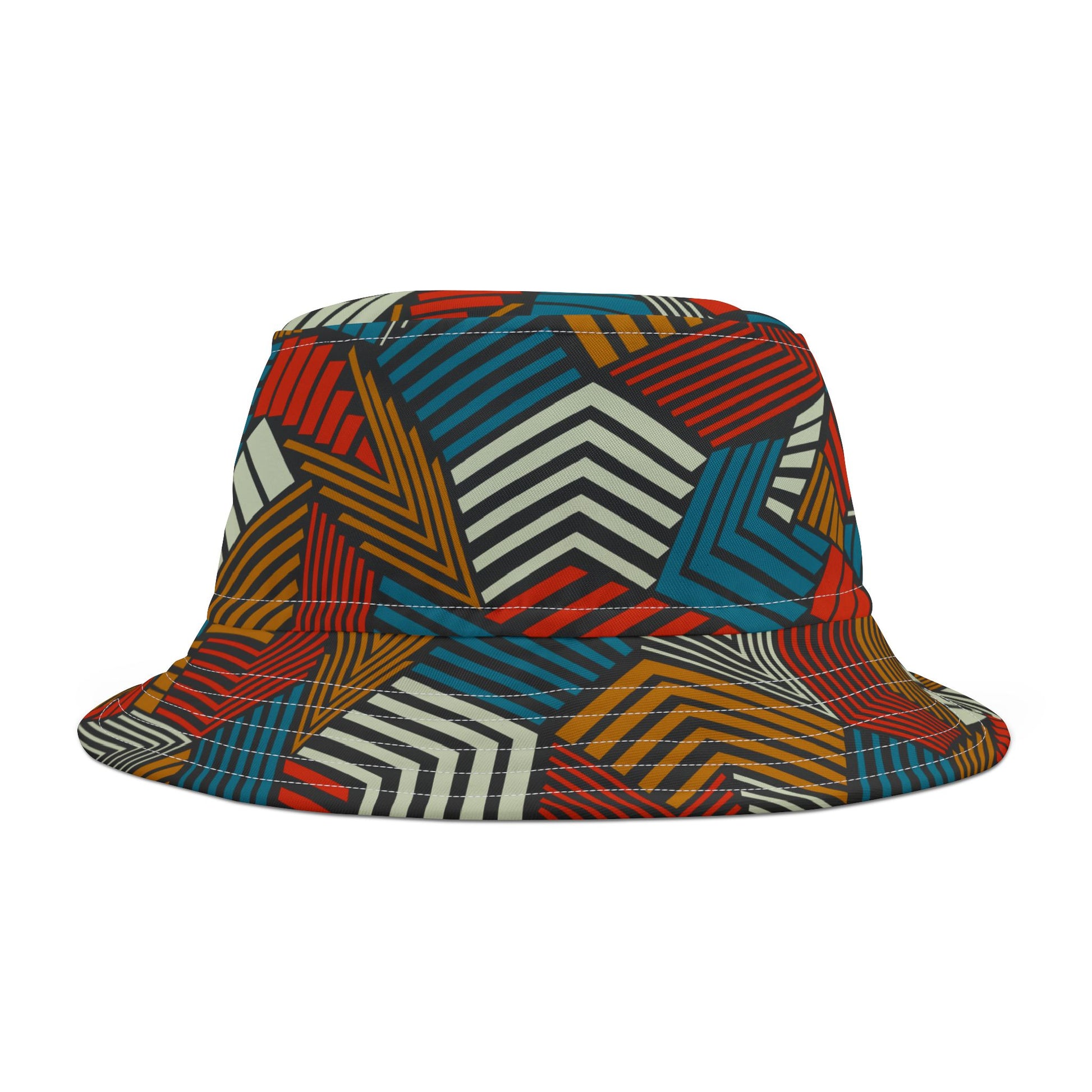 Angled side view of Urban Safari Bucket Hat showing full pattern.
