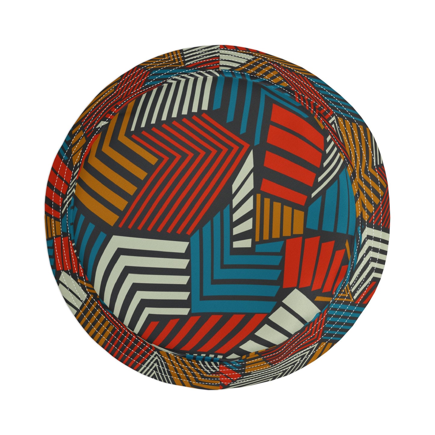 Top view of Urban Safari Bucket Hat showing geometric pattern in earthy tones.