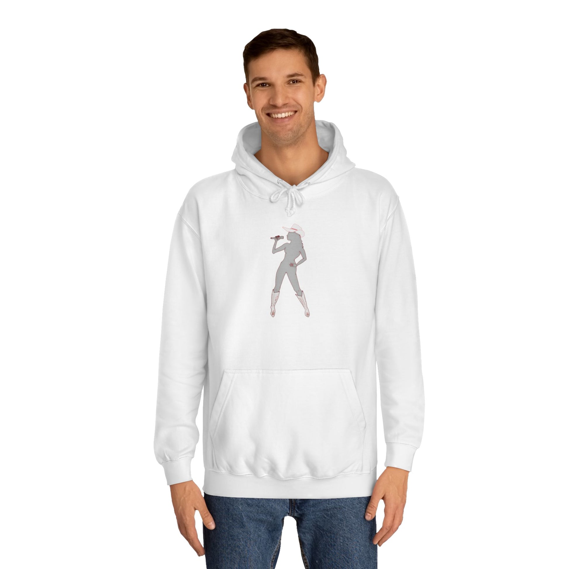 White Bey Country Hoodie on model front view studio.