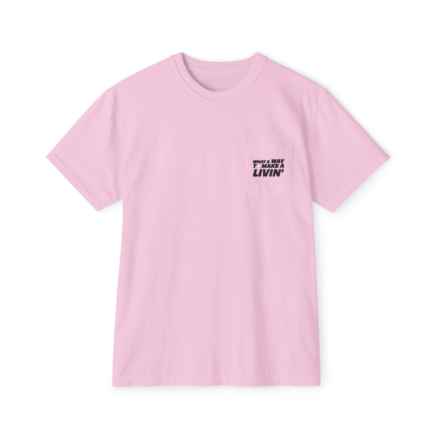 Blossom pink 9 to 5 pocket t-shirt flat lay front view