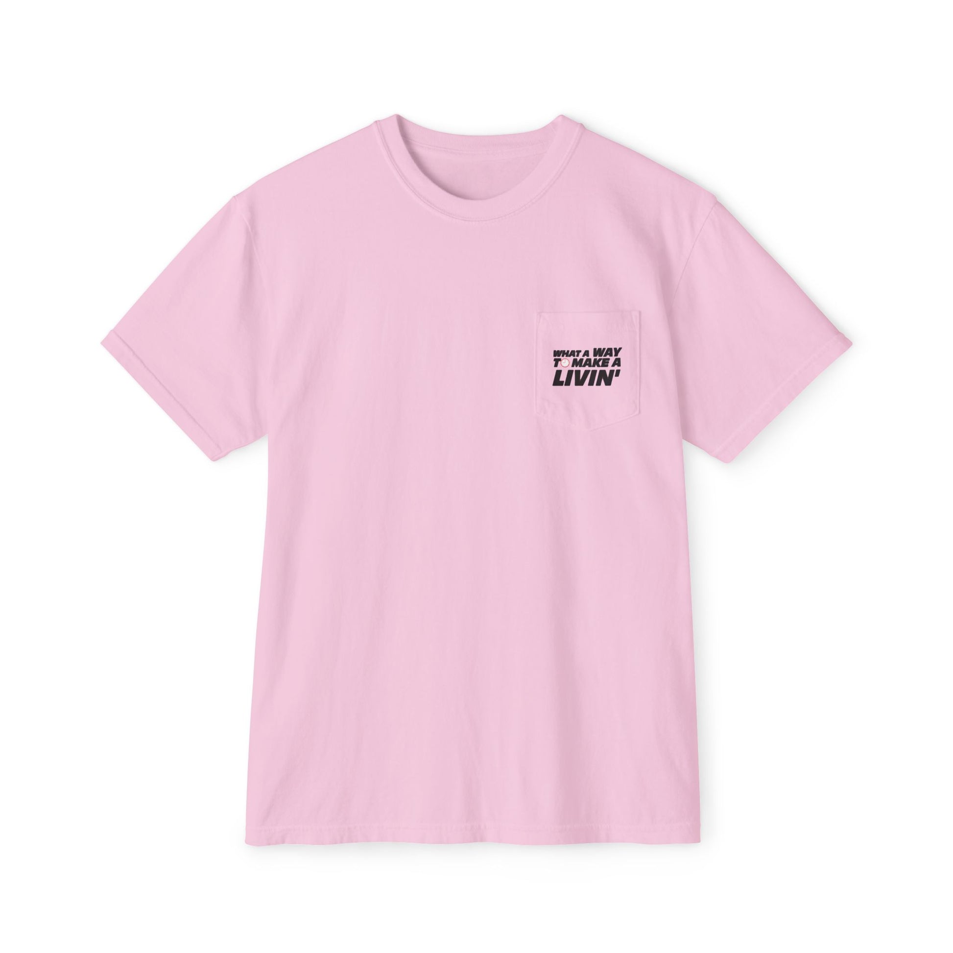 Blossom pink 9 to 5 pocket t-shirt flat lay front view