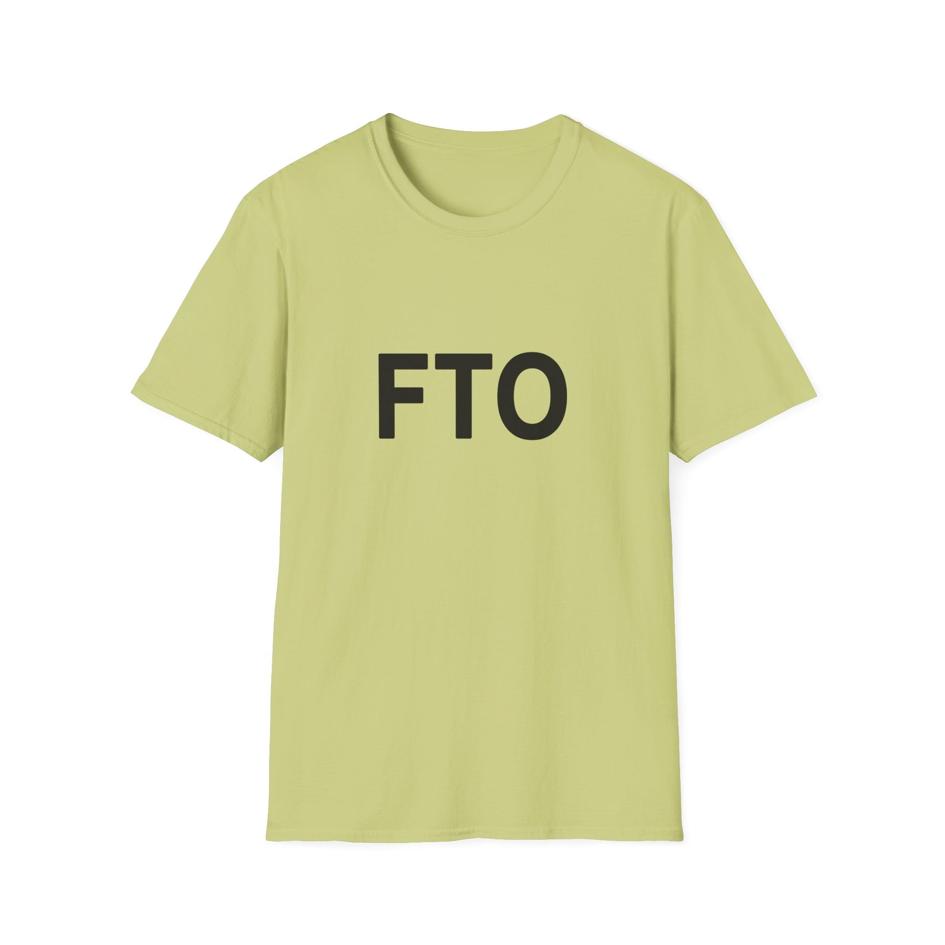 Light green t-shirt with 'FTO' text on a white background