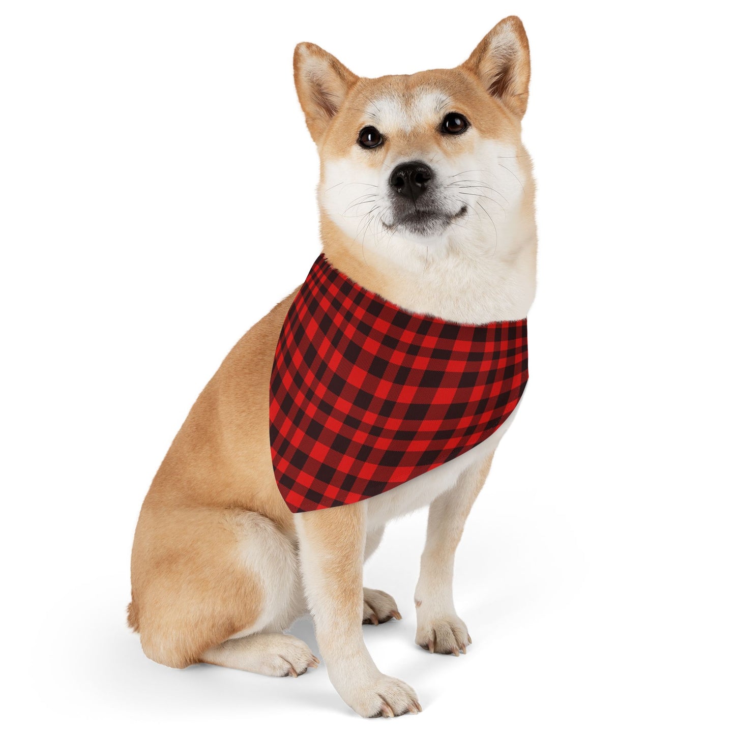 Red & Black Plaid Pattern - Pet Bandana Collar