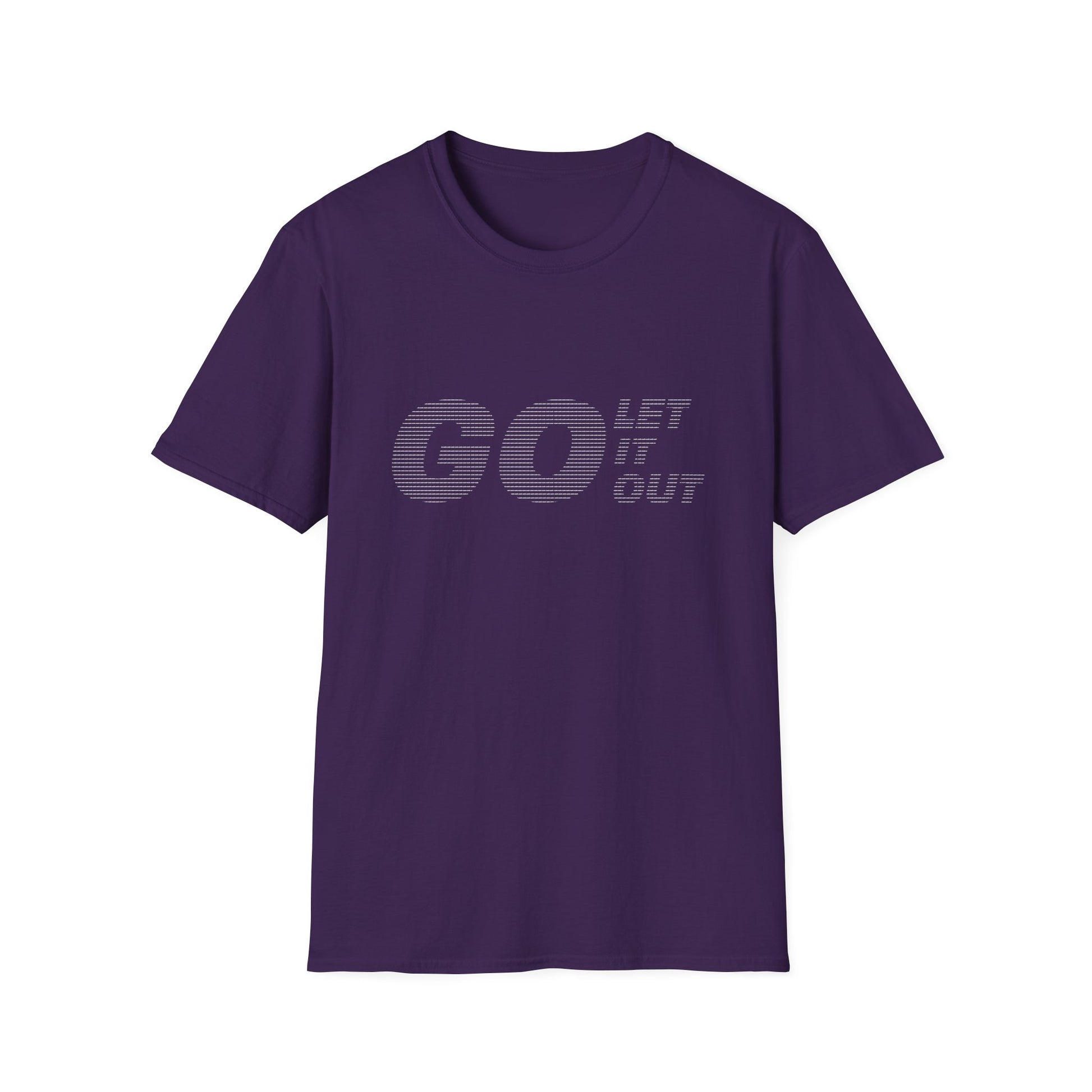 Purple Oasis Go Let It Out stencil t-shirt front view.