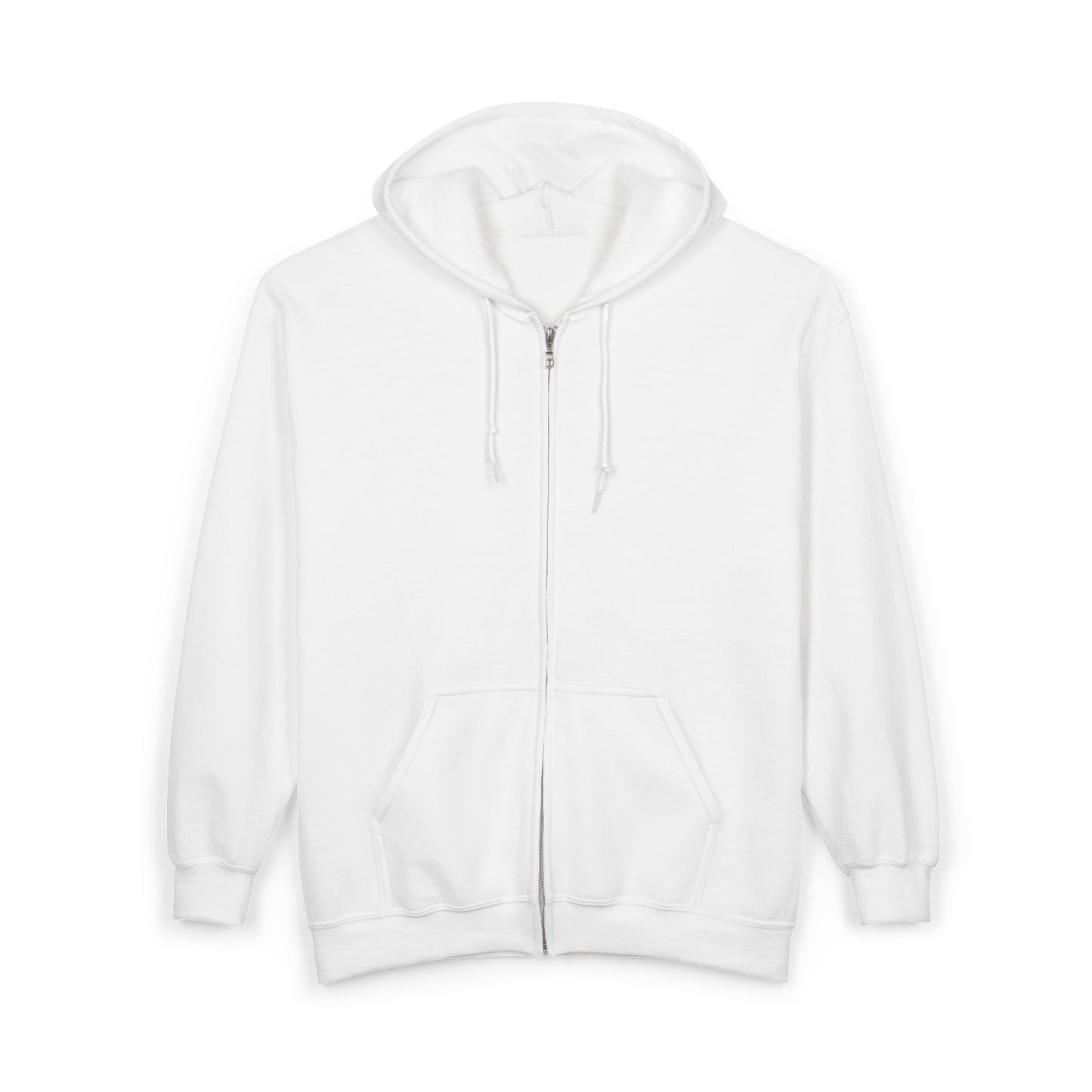 White Pixel Mouse Zip Hoodie showing minimalist front with hood and pockets.