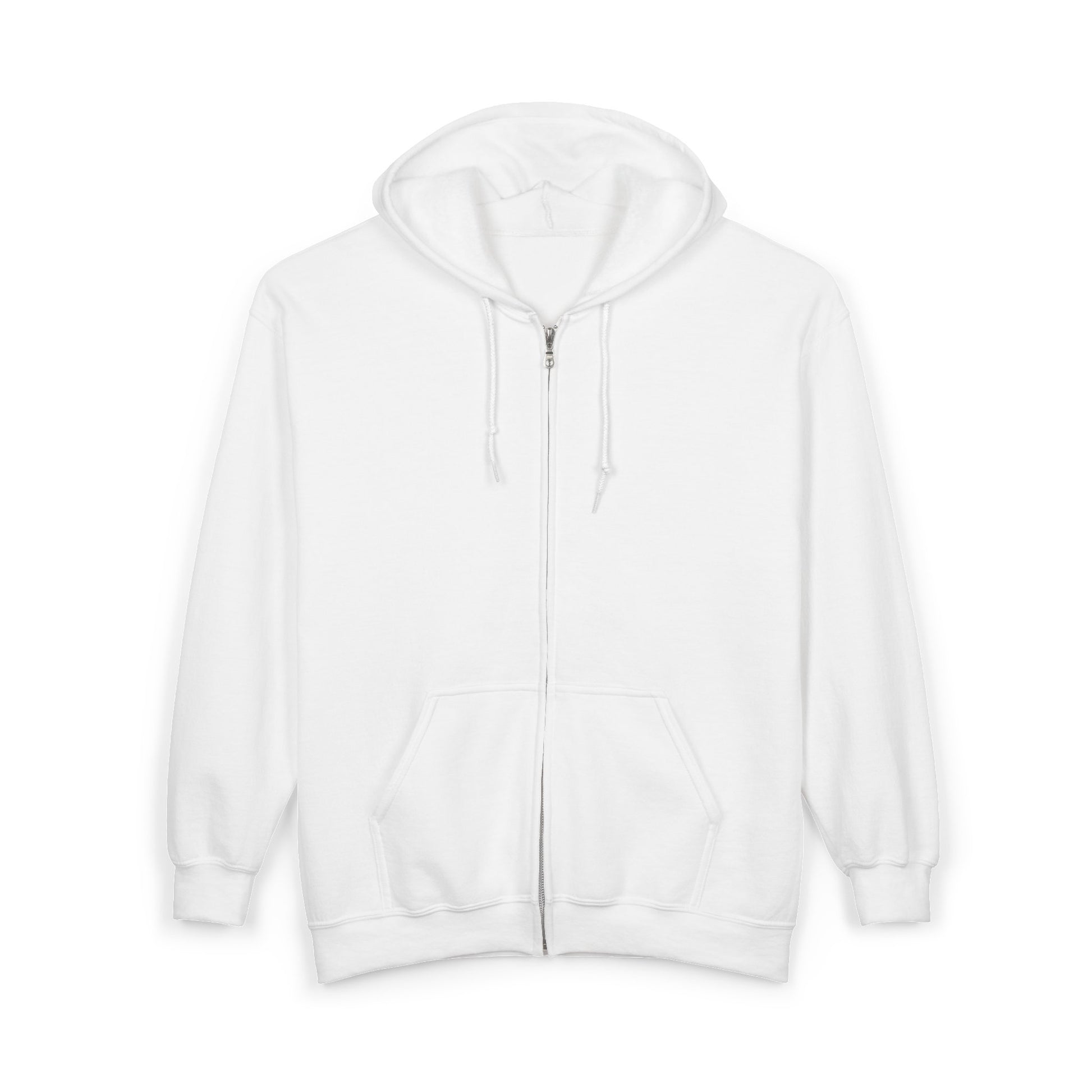 White Pixel Mouse Zip Hoodie showing minimalist front with hood and pockets.