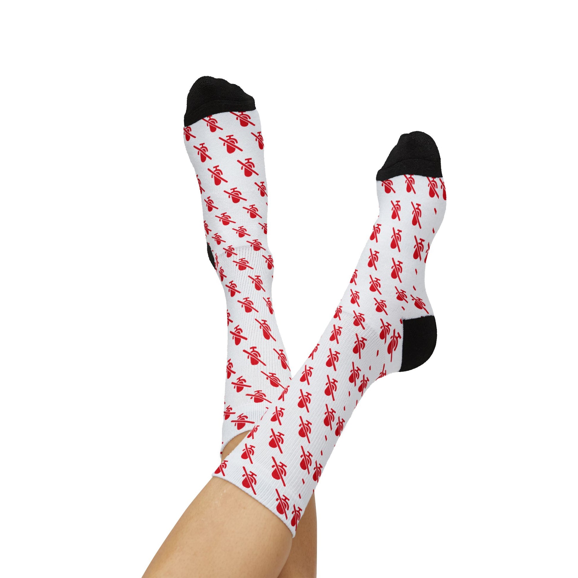 mic off socks white with red pattern folded pair product view