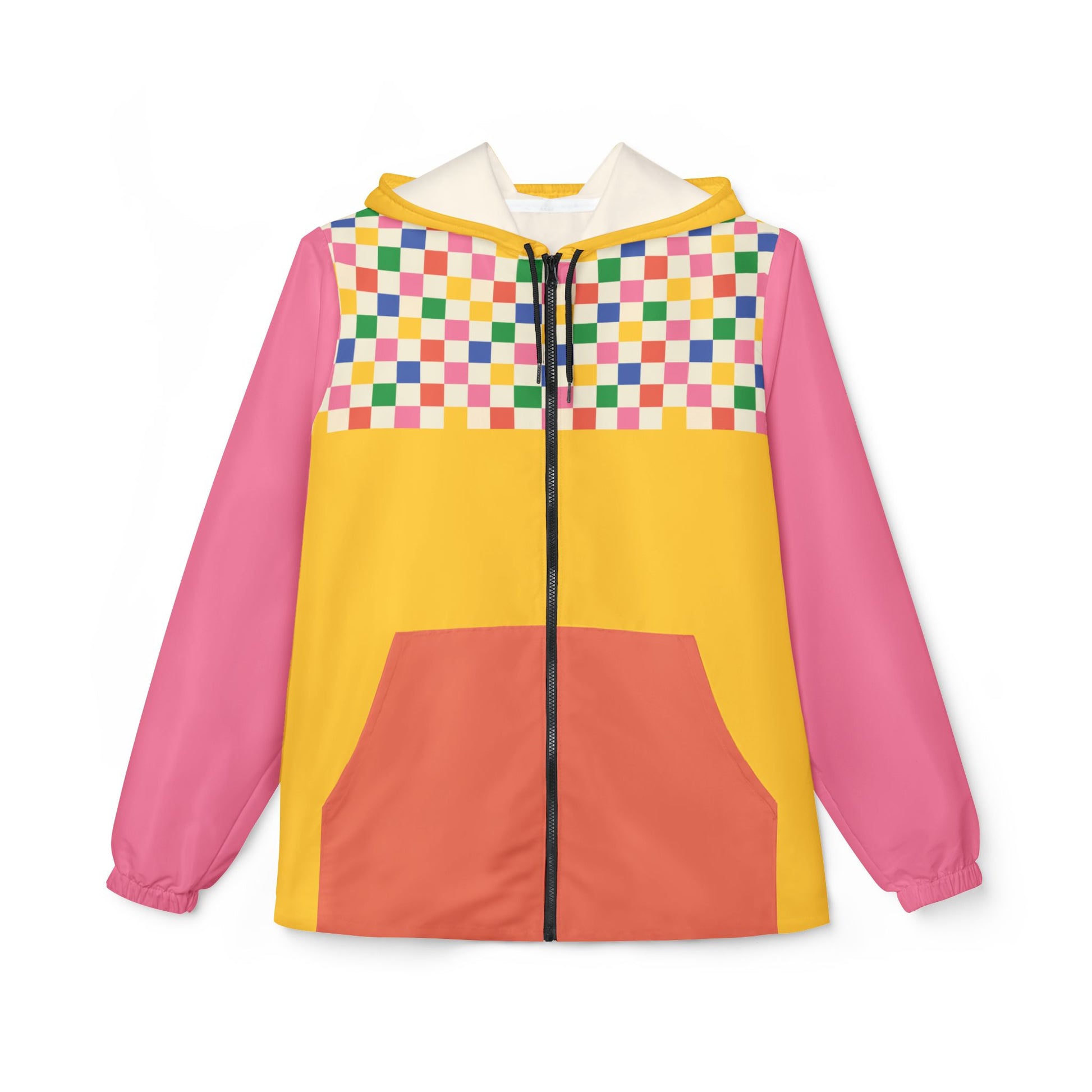 skater flux windbreaker front view - retro color block streetwear jacket
