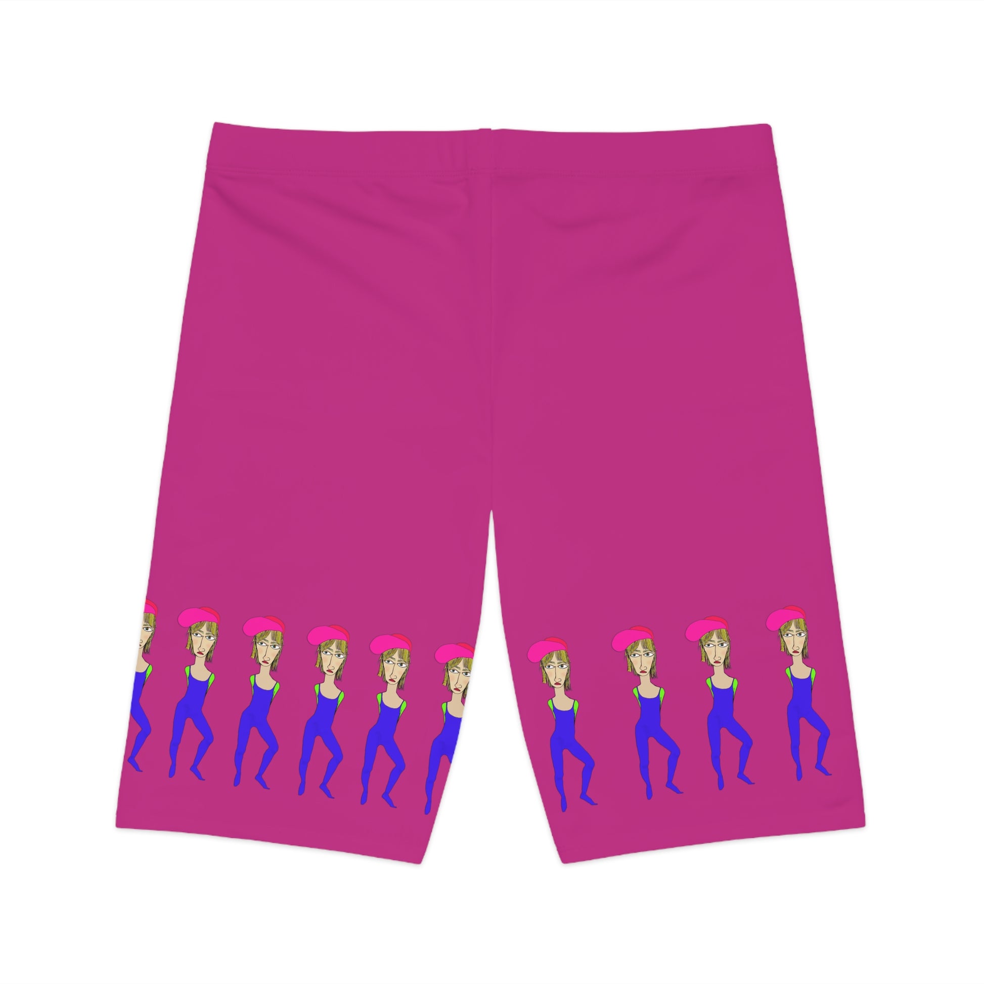 Flat lay of Cody High Waisted Yoga Shorts back side, pink with Cody design detail