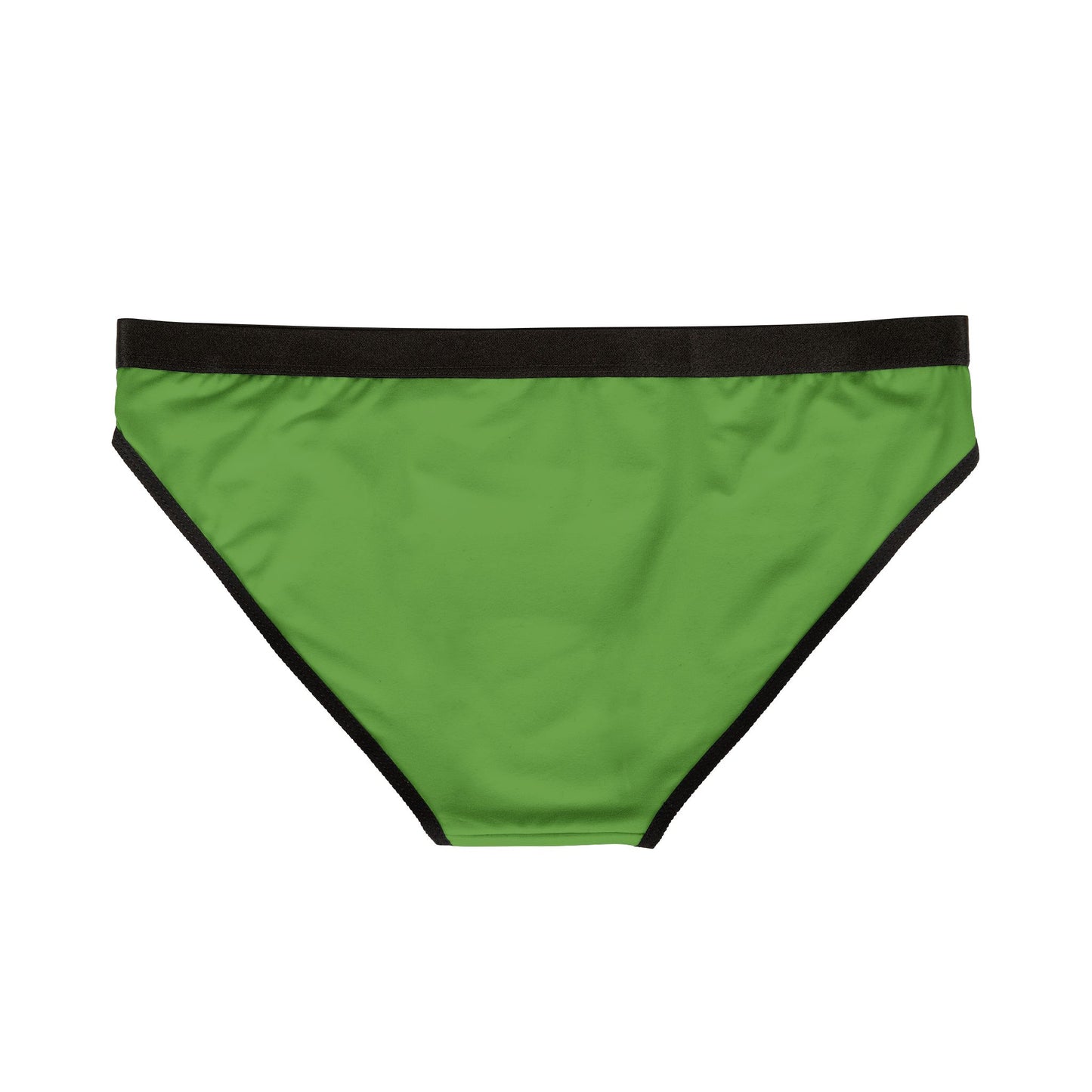 Green men's underwear with black waistband on a white background