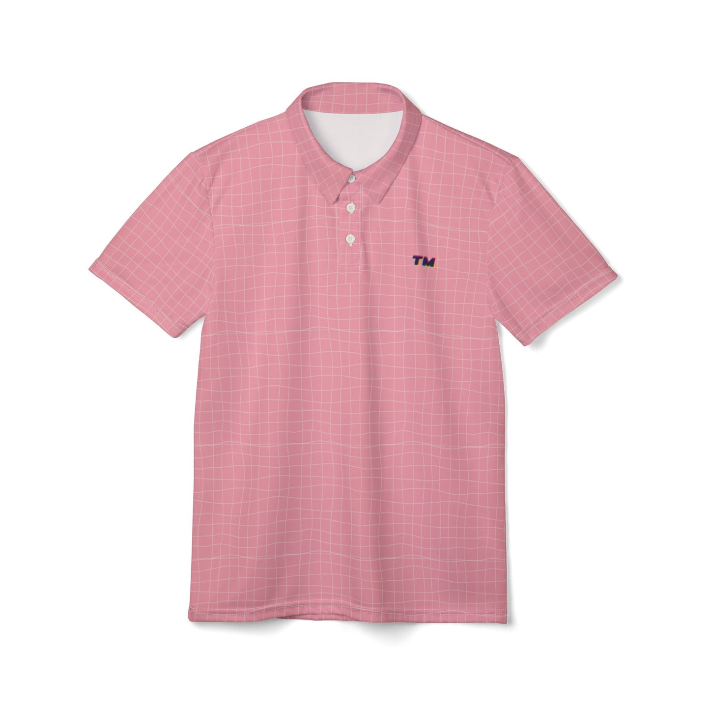 Pink Grid Polo Shirt