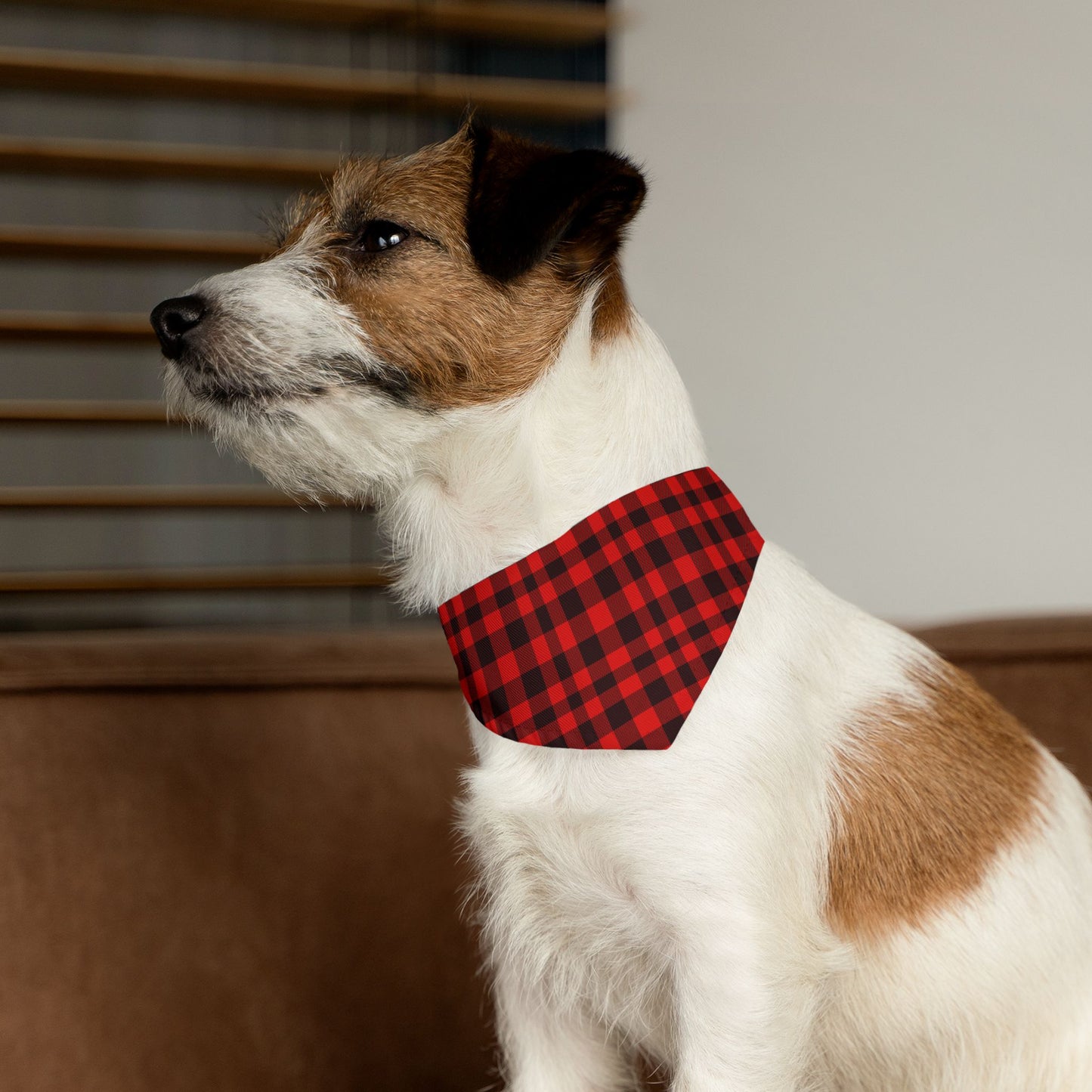 Red & Black Plaid Pattern - Pet Bandana Collar