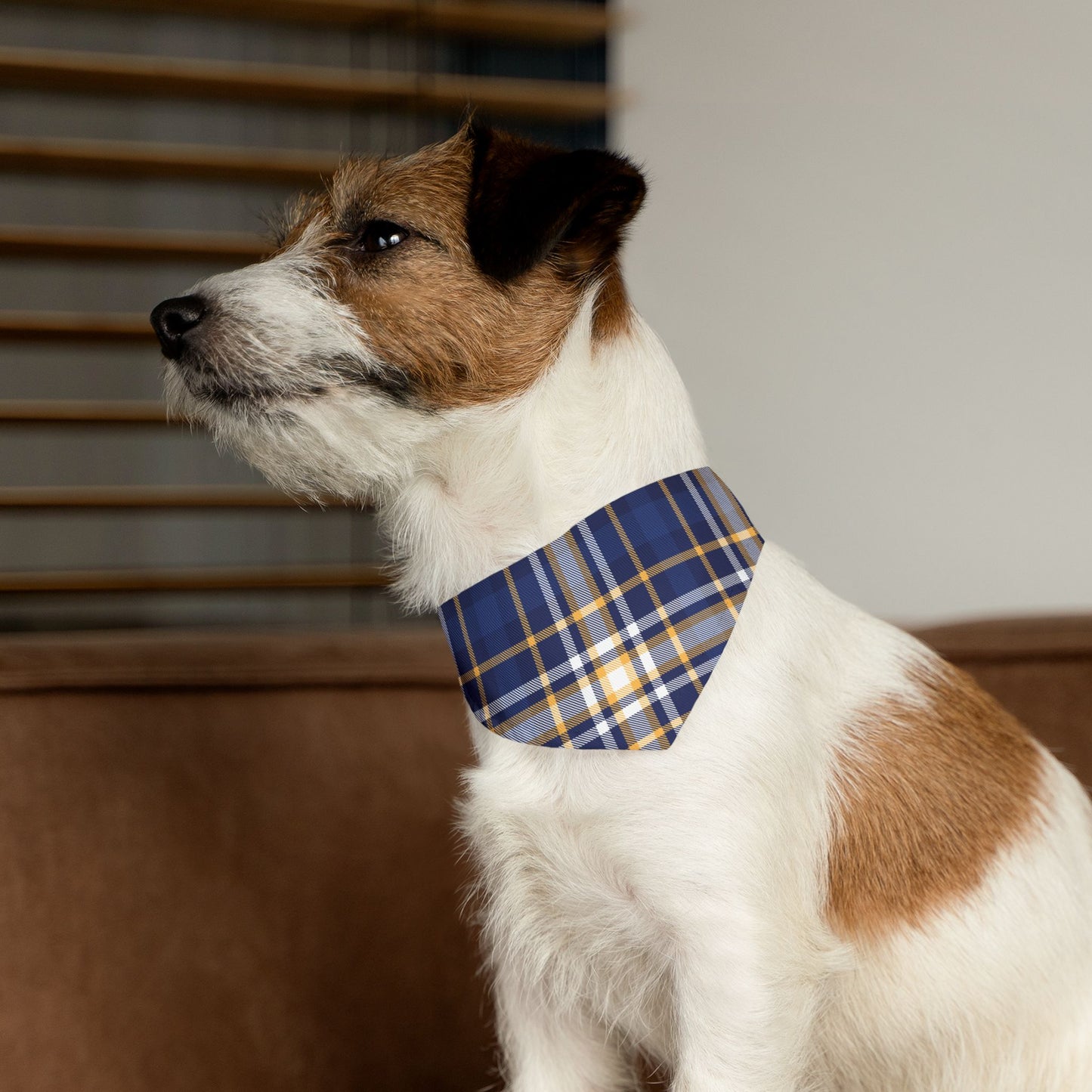 Blue Plaid Pattern - Pet Bandana Collar