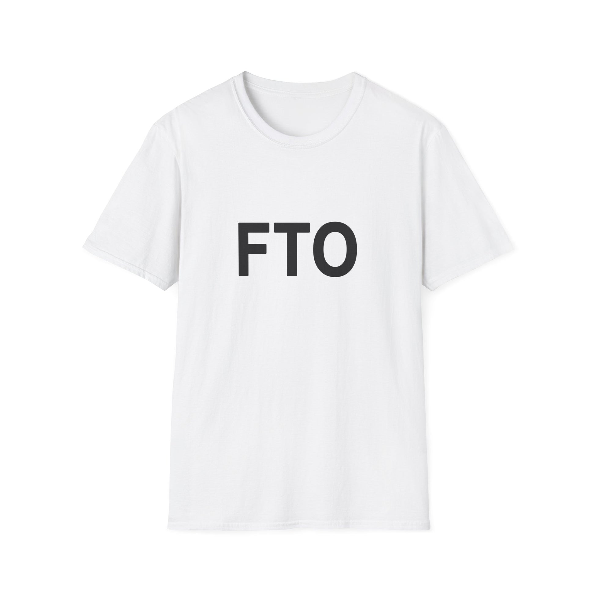 White FTO T-shirt flat lay front view