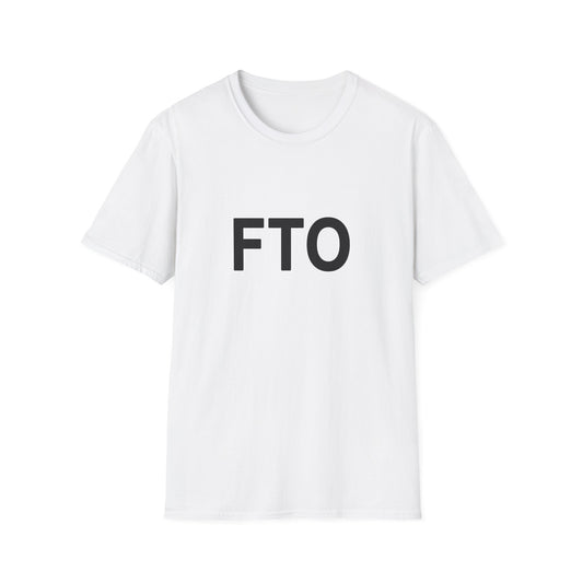 White FTO T-shirt flat lay front view