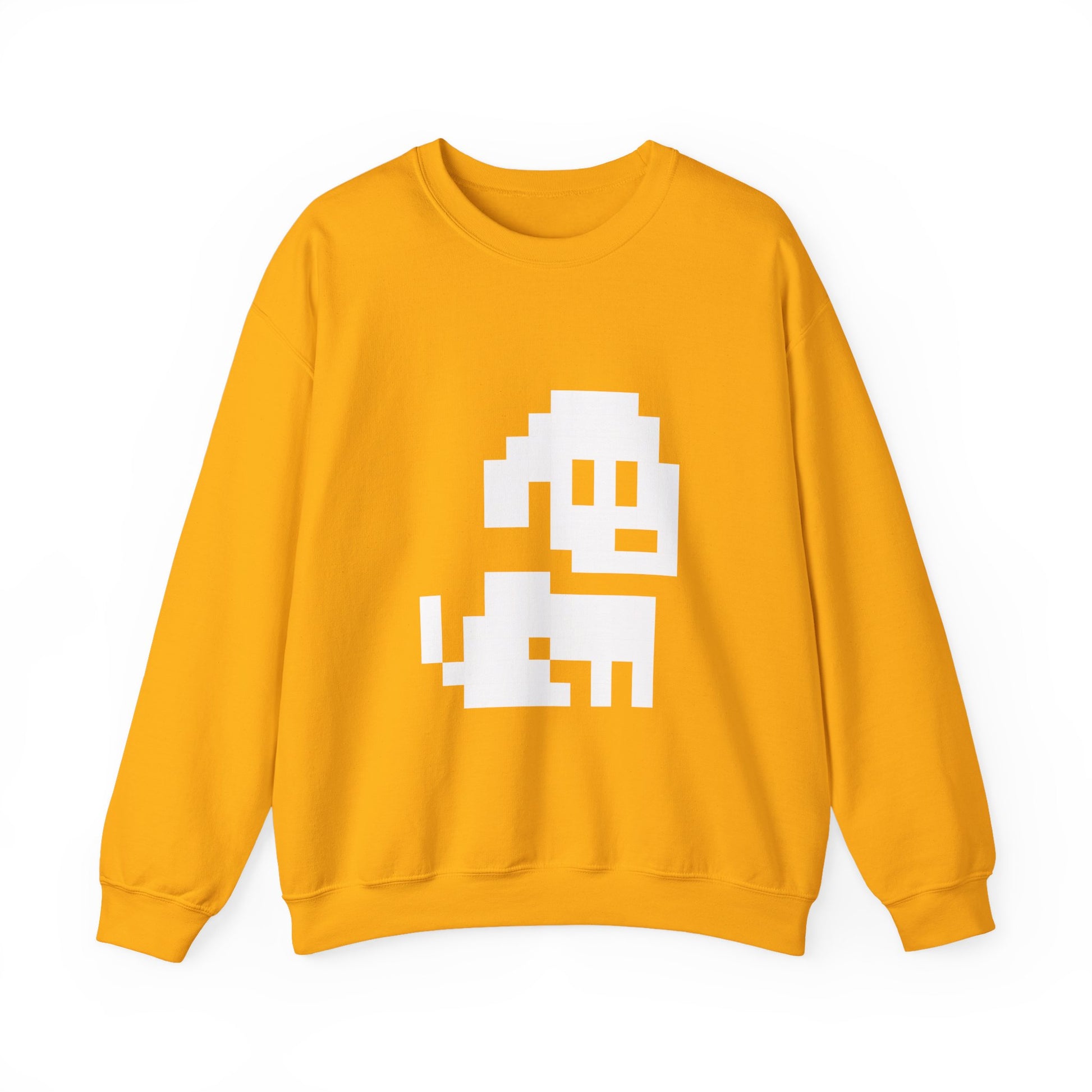 Pixel Dog Unisex Sweatshirt flat lay in yellow