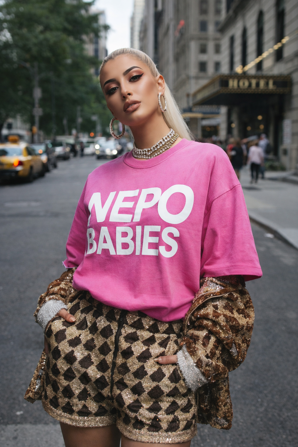 Nepo Babies unisex graphic t shirt pink minimalist statement tee streetwear