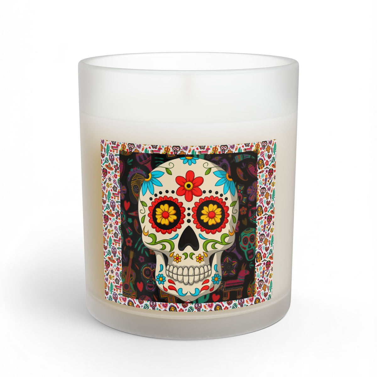 Day of the Dead Skull Candle – Sage Lavender Scented Glass Jar