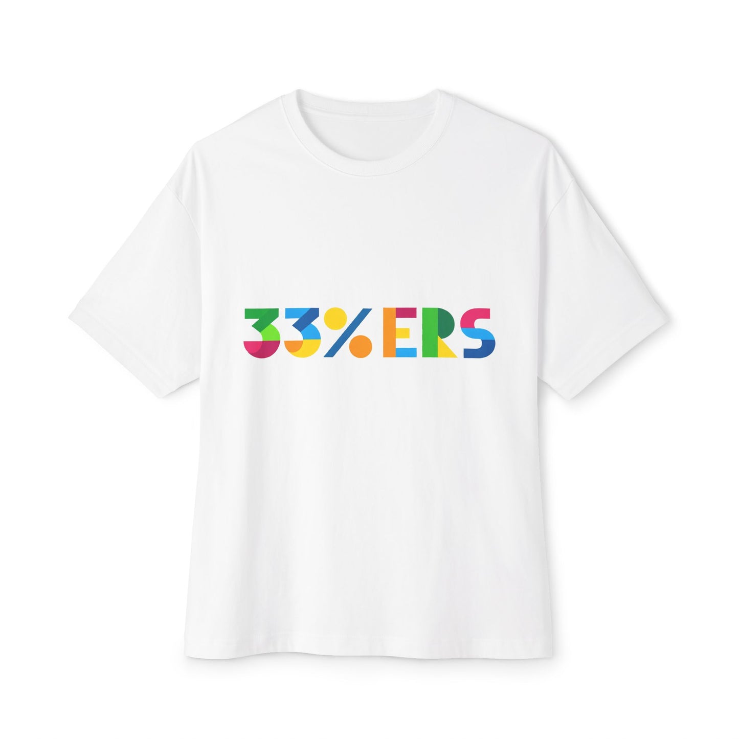 33%ers white graphic t-shirt unisex boxy fit think for yourself design