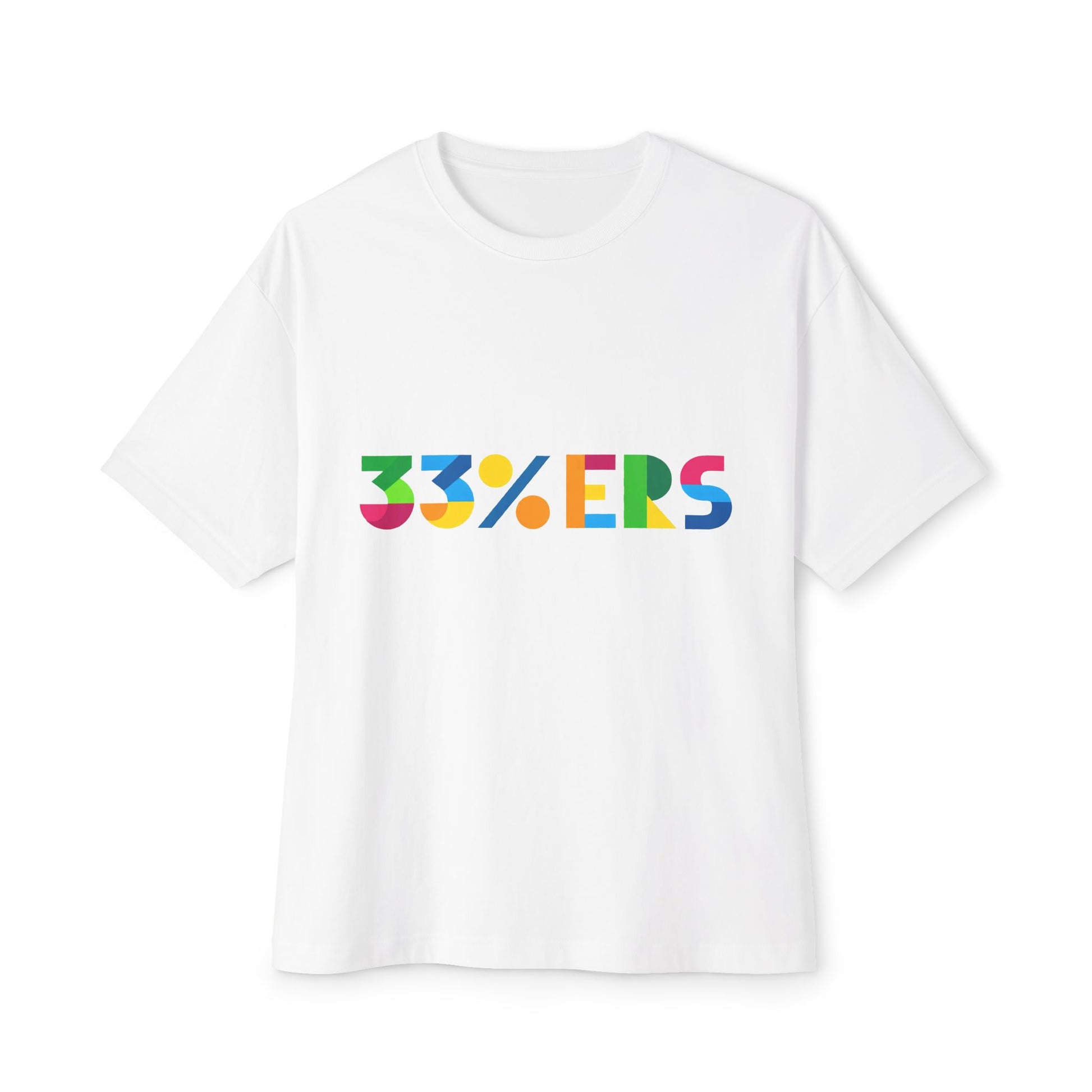 33%ers white graphic t-shirt unisex boxy fit think for yourself design
