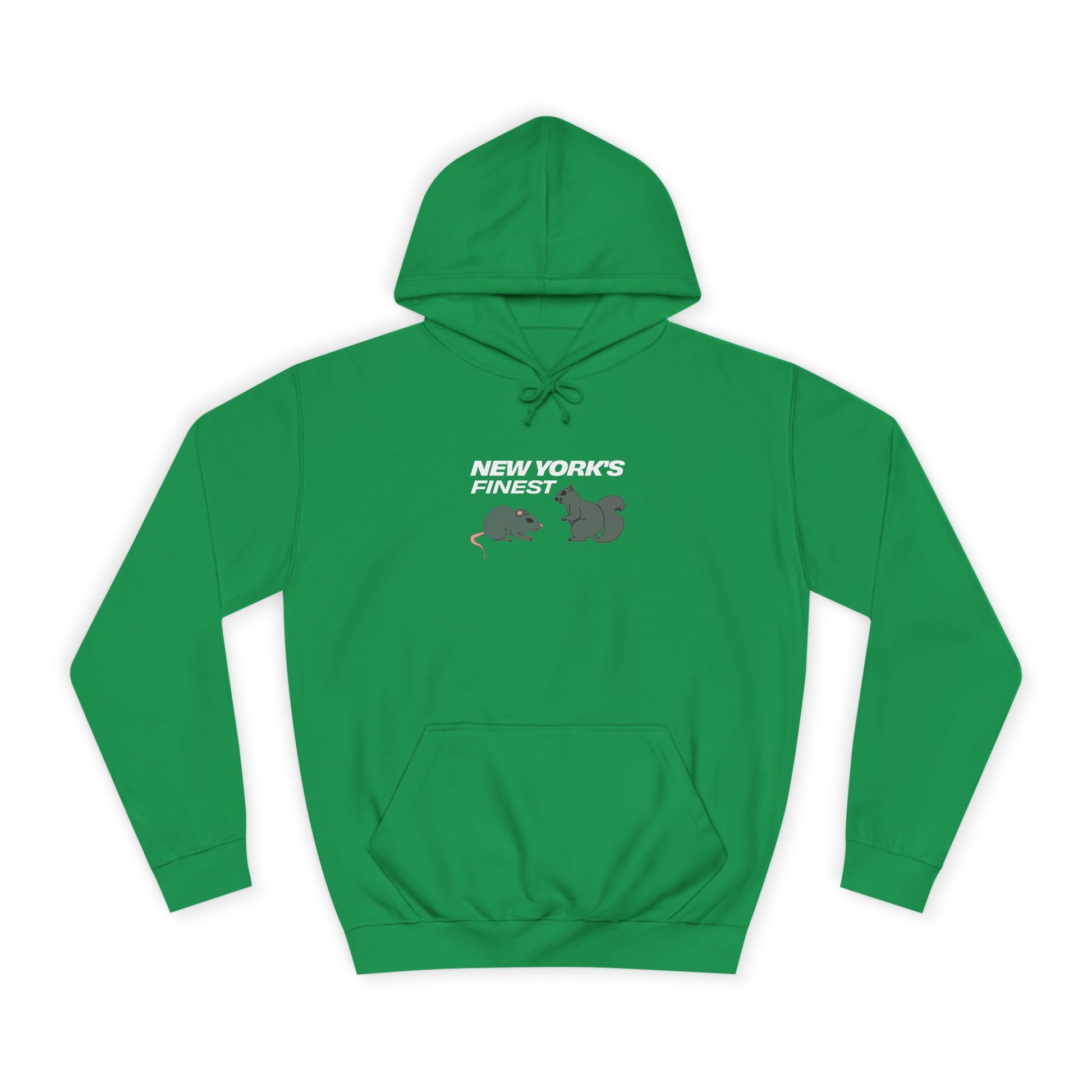 green new york hoodie worn by model nyc streetwear hoodie front view