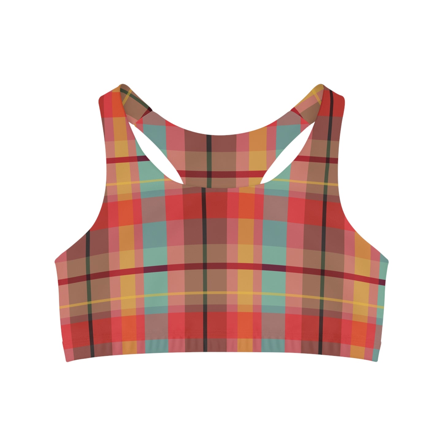 Sports Bra - Autumn Colors Plaid Pattern