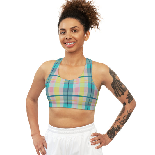 Sports Bra - Pastel Plaid Pattern