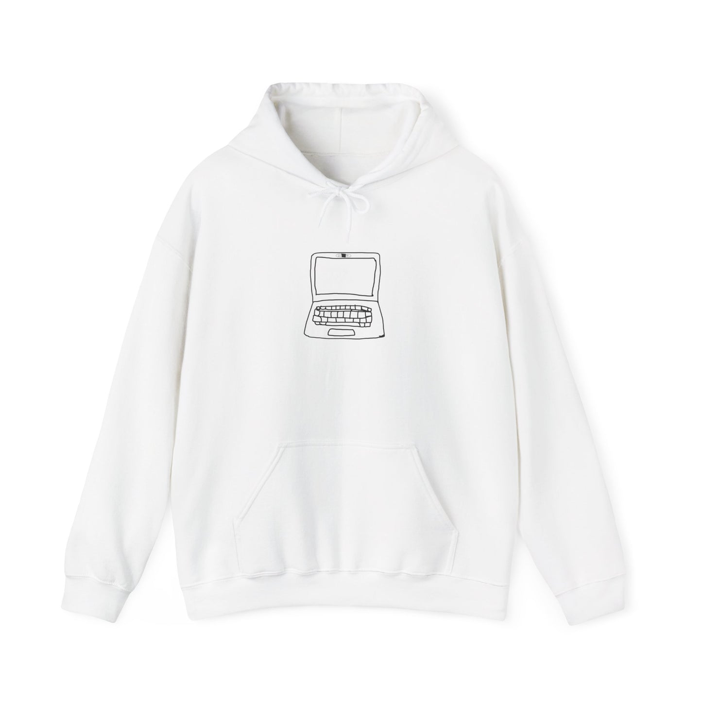 White Unisex Laptop No Cam Hoodie front view