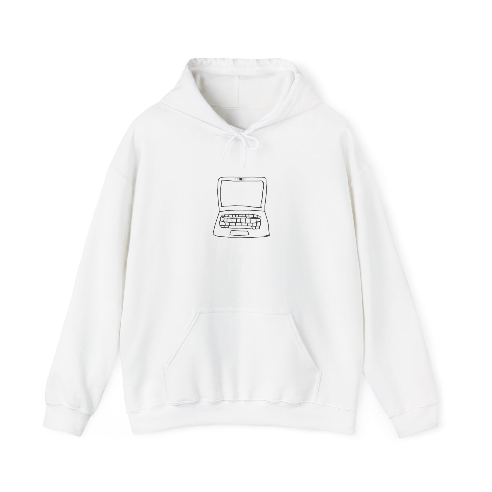 White Unisex Laptop No Cam Hoodie front view