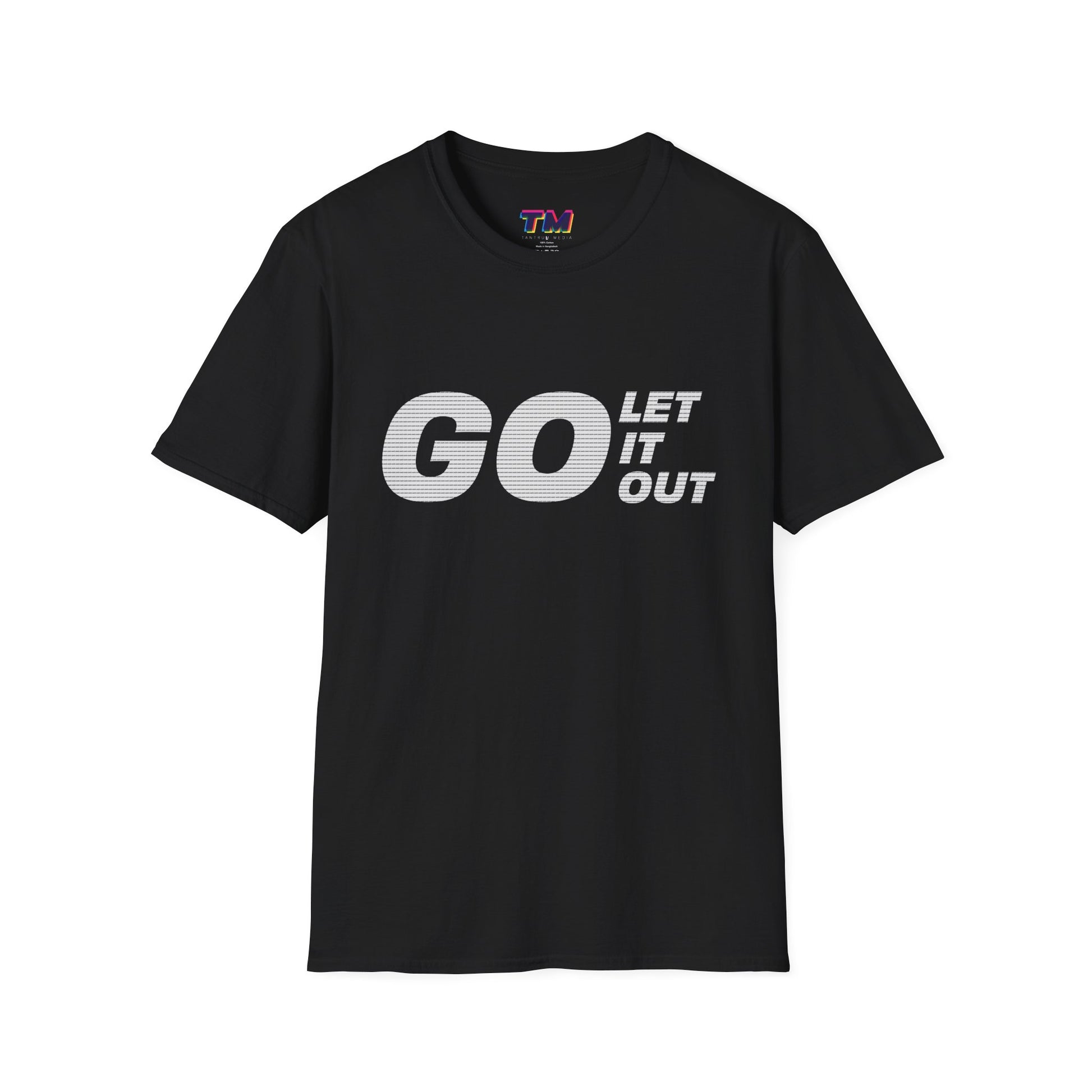 Black Oasis Go Let It Out T-shirt on flat lay display