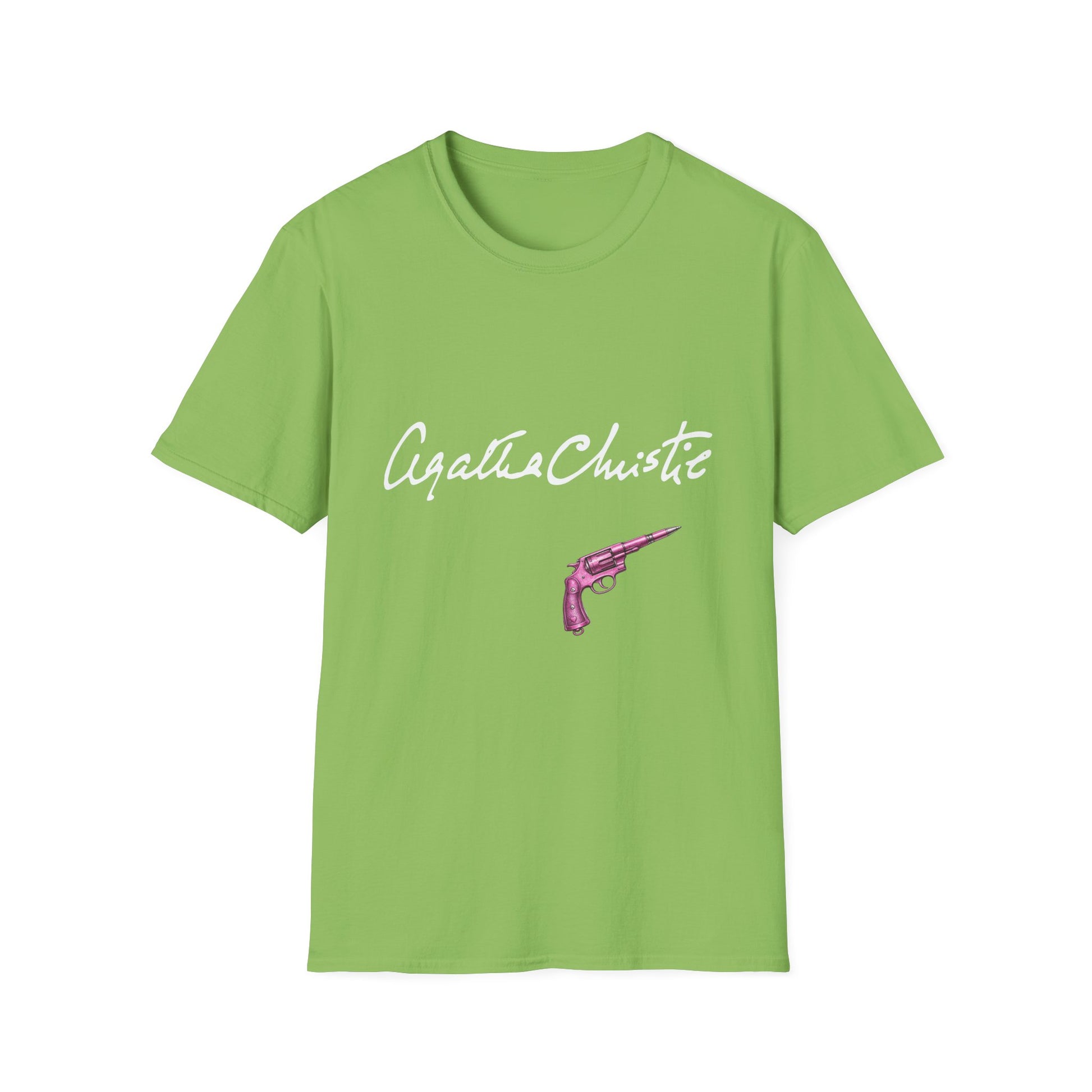 agatha christie shirt green unisex graphic tee front view