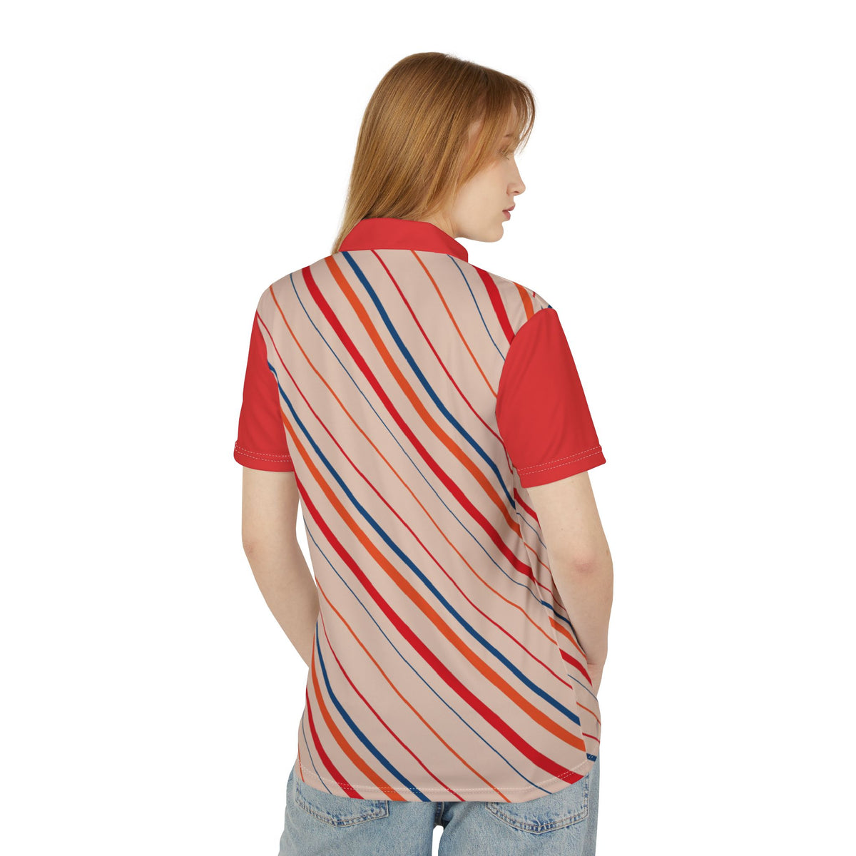 Diagonal Line Pattern Shirt Men’s Striped Polo Shirt - Colored Lines Golf Polo – Tantrum Media