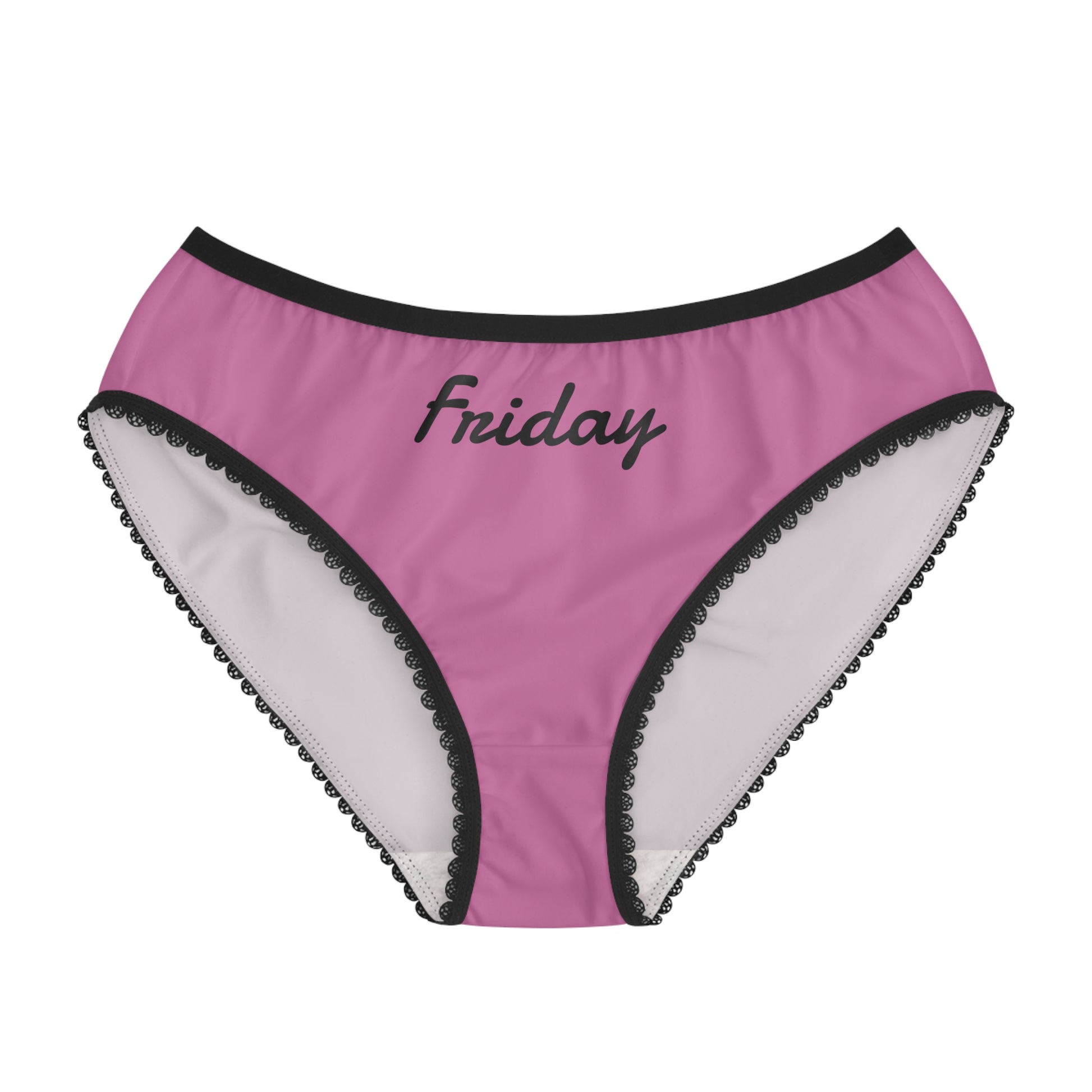 pink friday underwear women black trim briefs front view