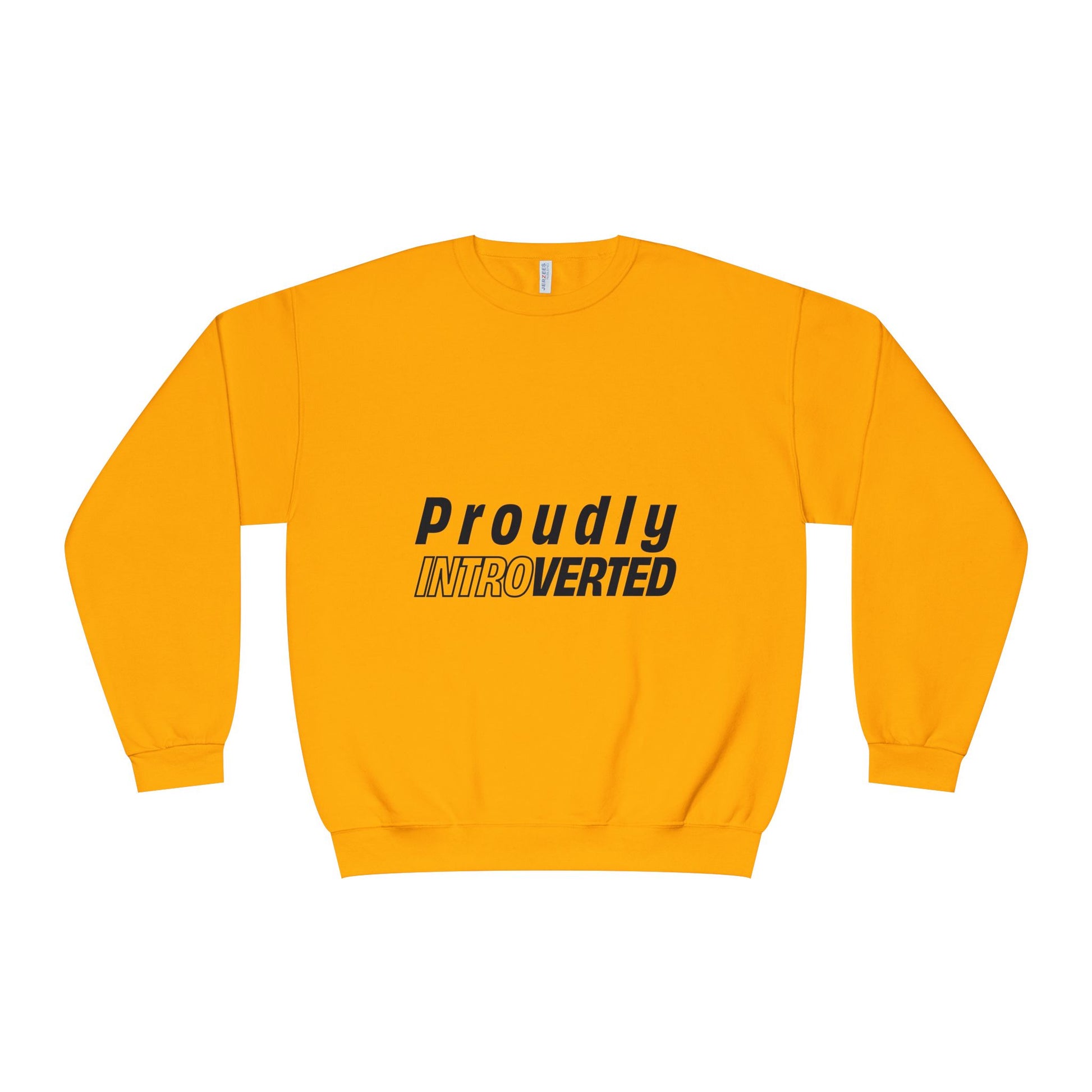 Proudly Introverted Sweatshirt in bold yellow, front view